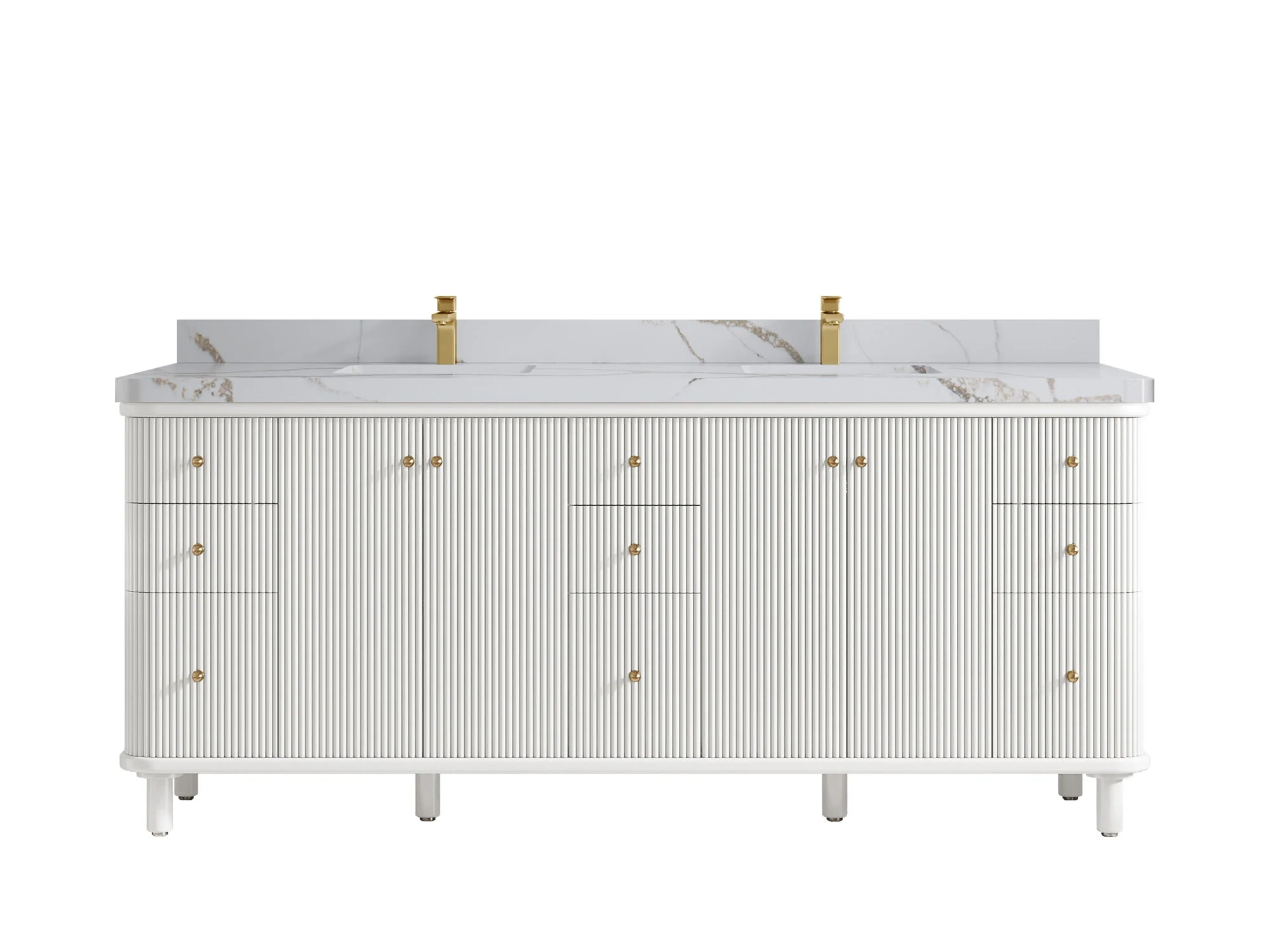 Miami 80 in. W x 22 in. D Fluted Double Sink Bathroom Vanity - Image 17