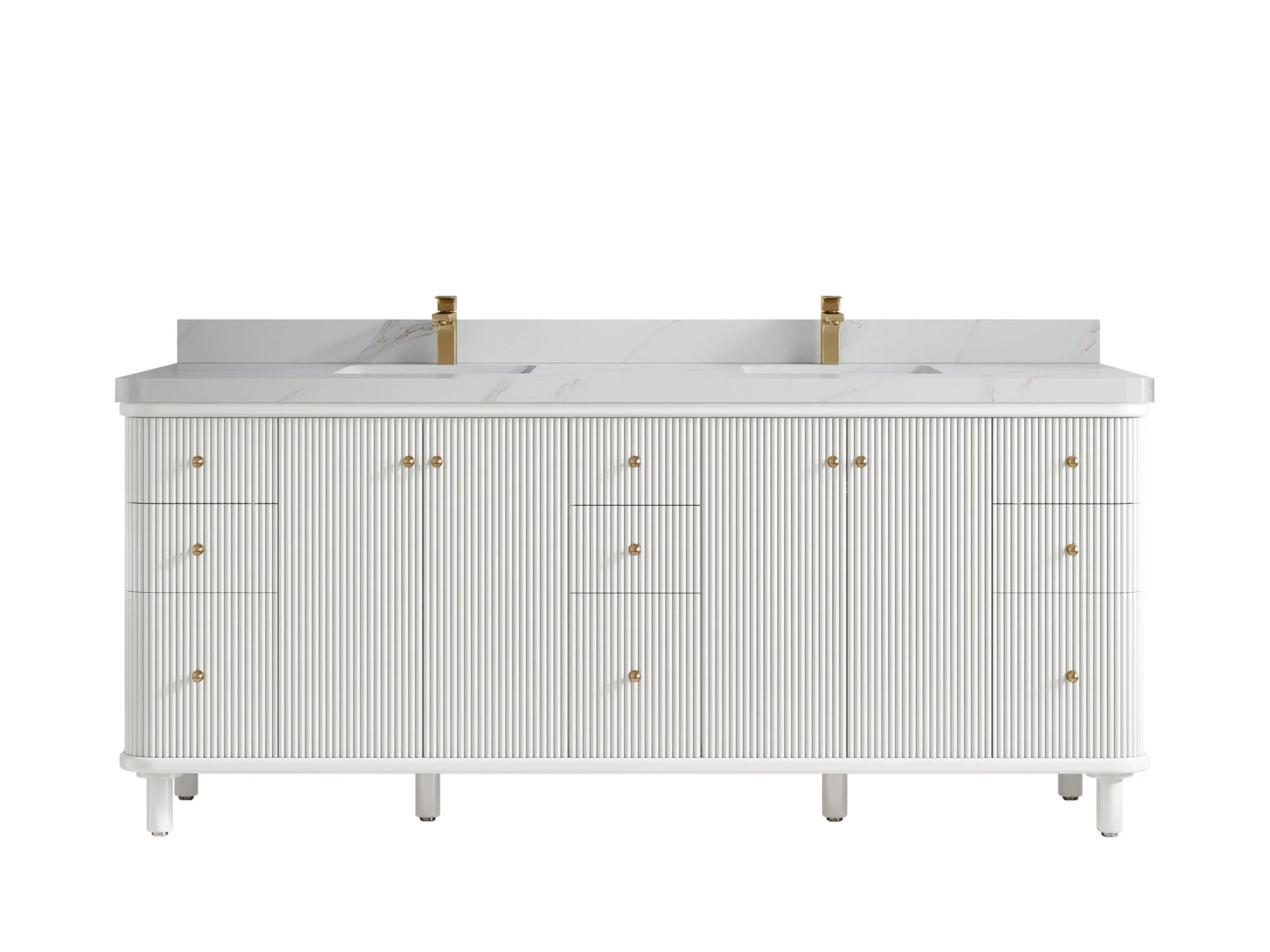 Miami 80 in. W x 22 in. D Fluted Double Sink Bathroom Vanity - Image 22