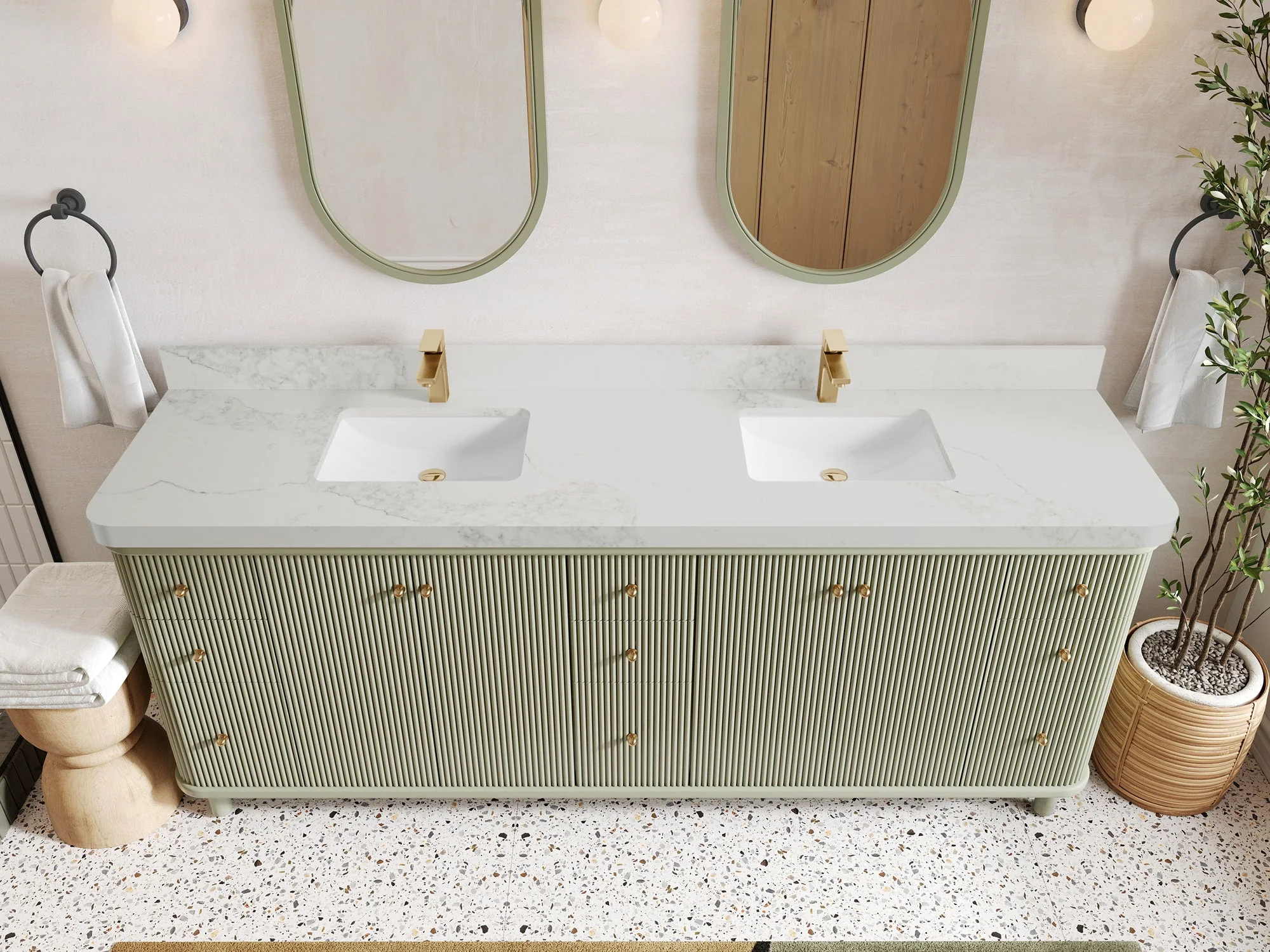 Miami 84 in. W x 22 in. D Double Sink Bathroom Vanity - Image 10