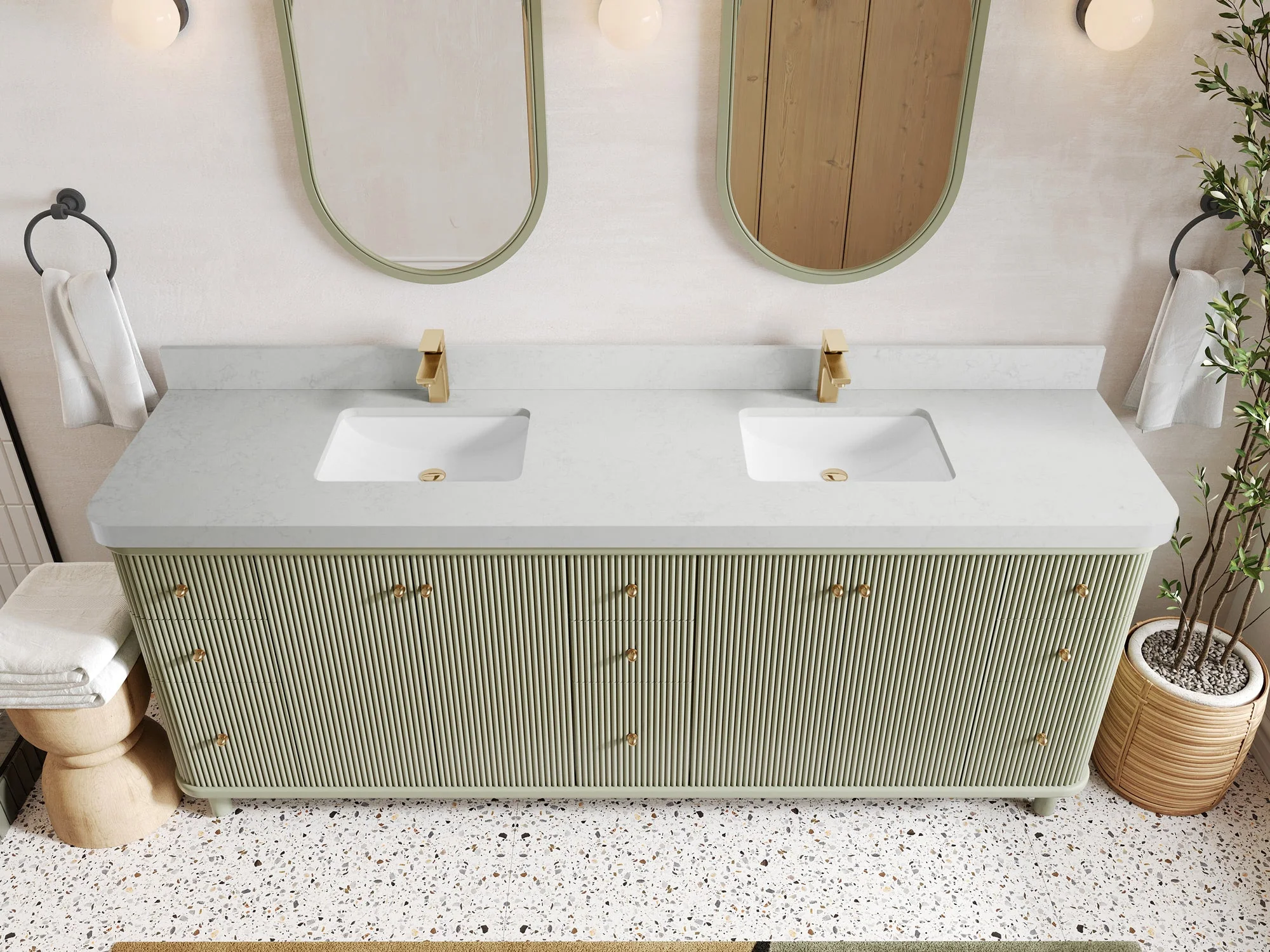 Miami 84 in. W x 22 in. D Double Sink Bathroom Vanity - Image 14