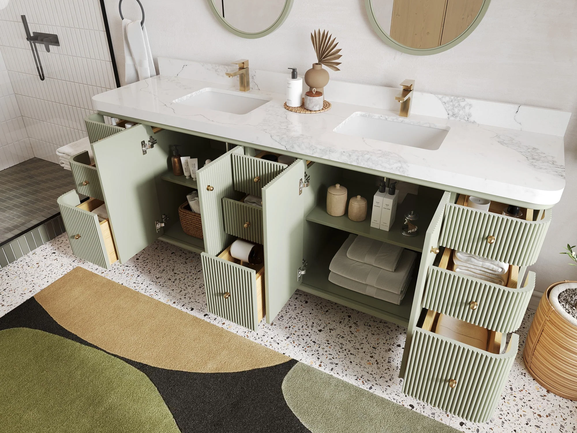 Miami 84 in. W x 22 in. D Double Sink Bathroom Vanity - Image 3