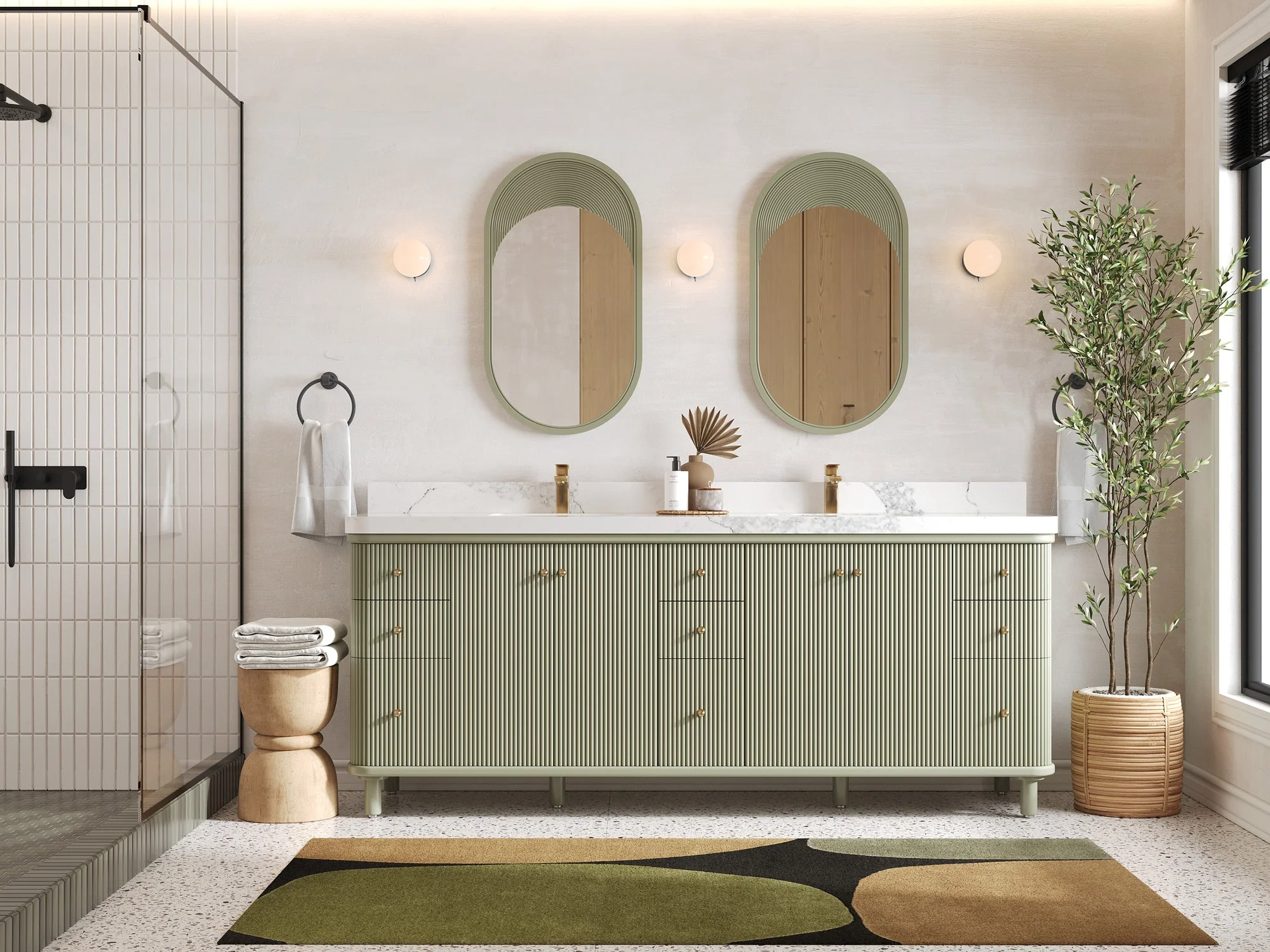 Miami 84 in. W x 22 in. D Double Sink Bathroom Vanity - Image 4