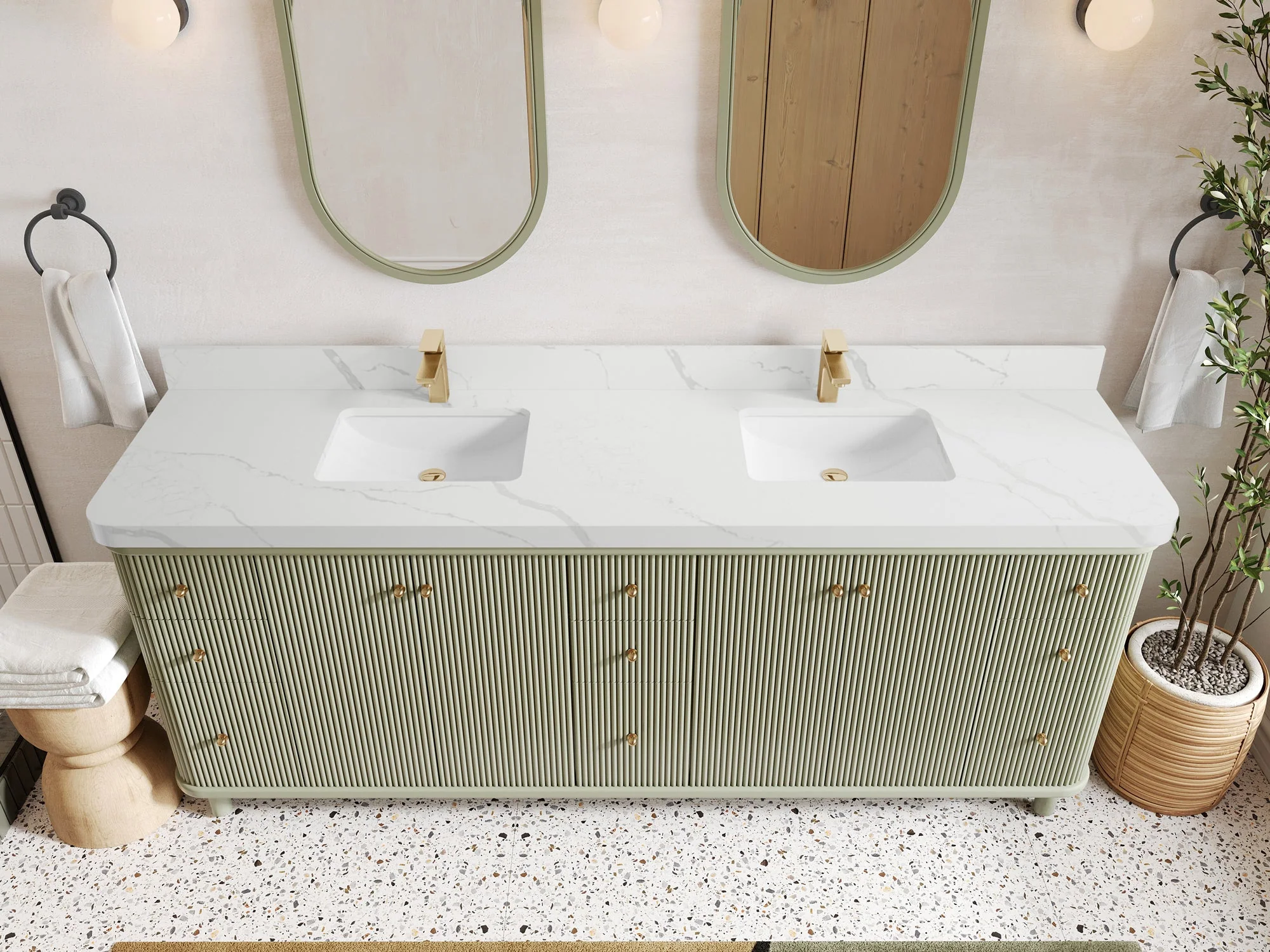 Miami 84 in. W x 22 in. D Double Sink Bathroom Vanity - Image 8