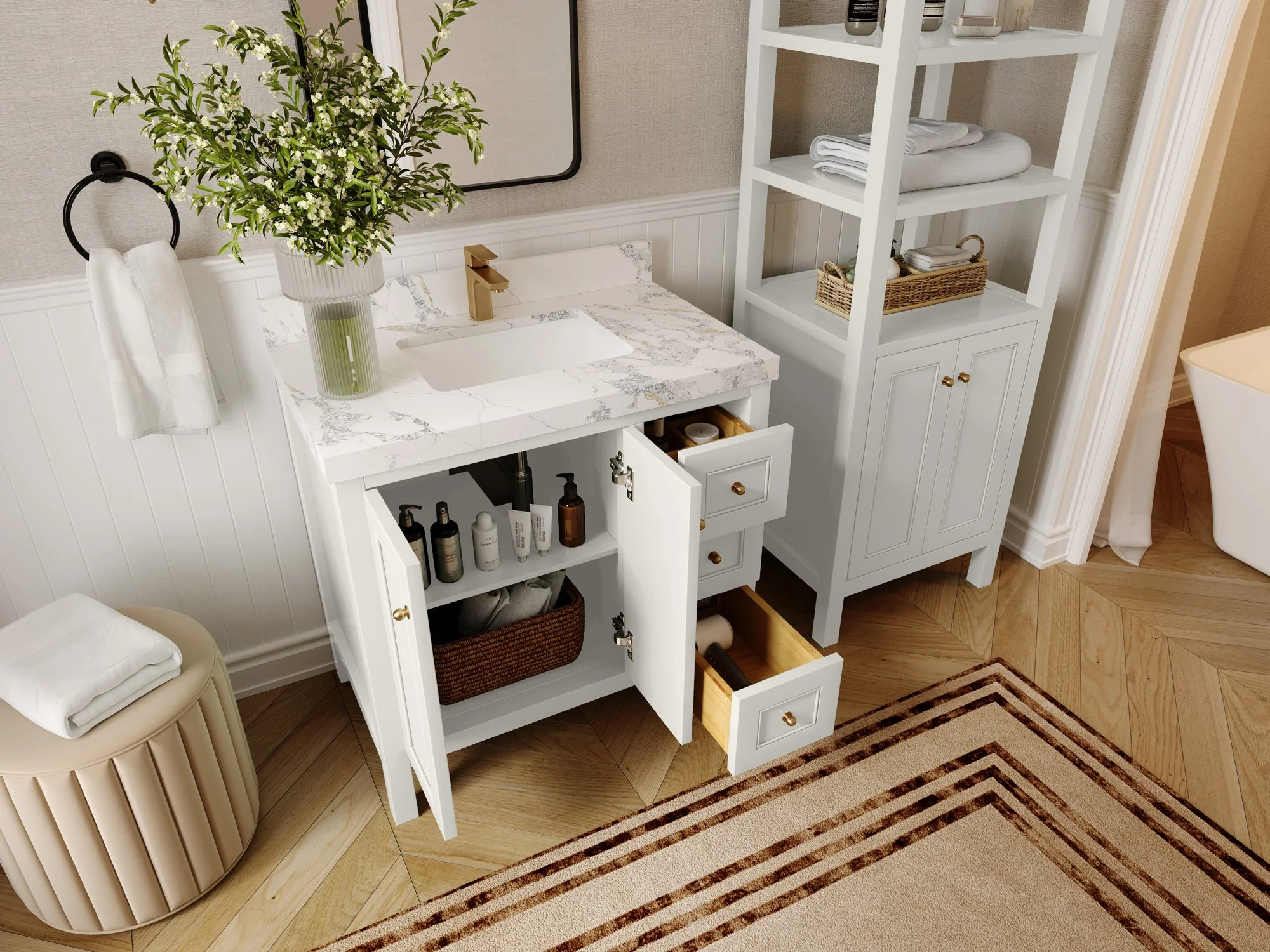 Nashville 36 in. W x 22 in. D Center Sink Bathroom Vanity - Image 3