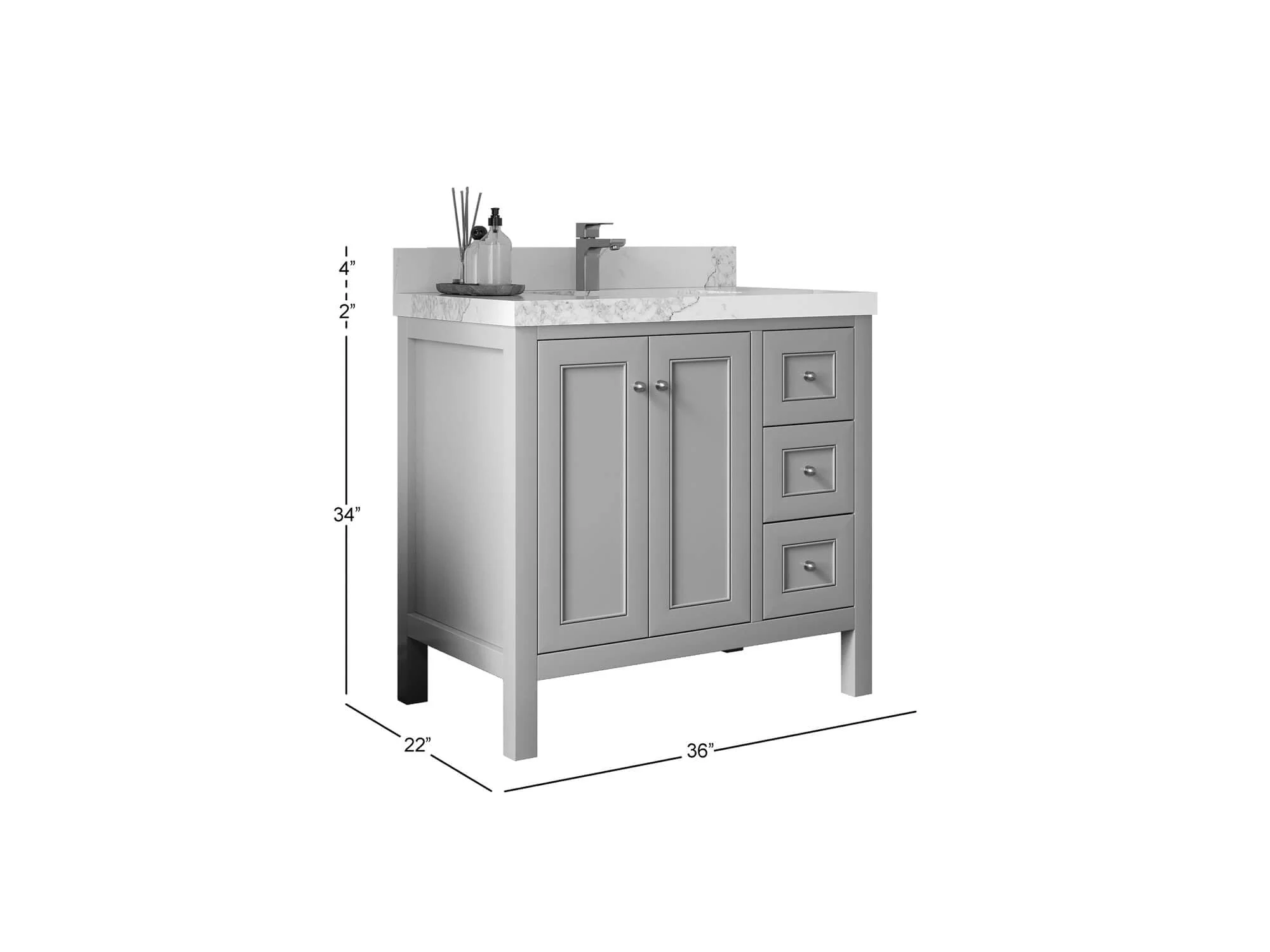 Nashville 36 in. W x 22 in. D Center Sink Bathroom Vanity - Image 5