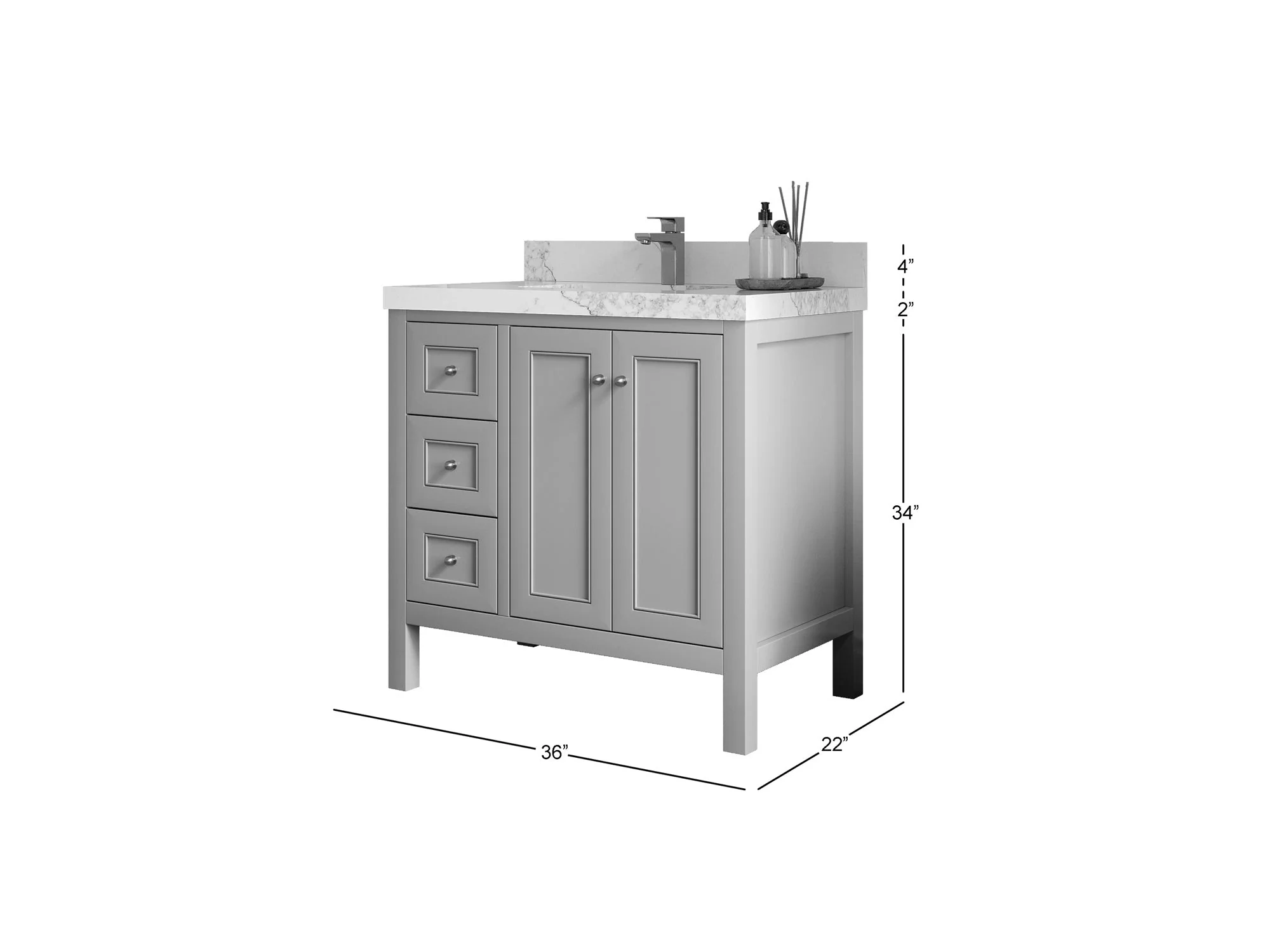 Nashville 36 in. W x 22 in. D Center Sink Bathroom Vanity - Image 6