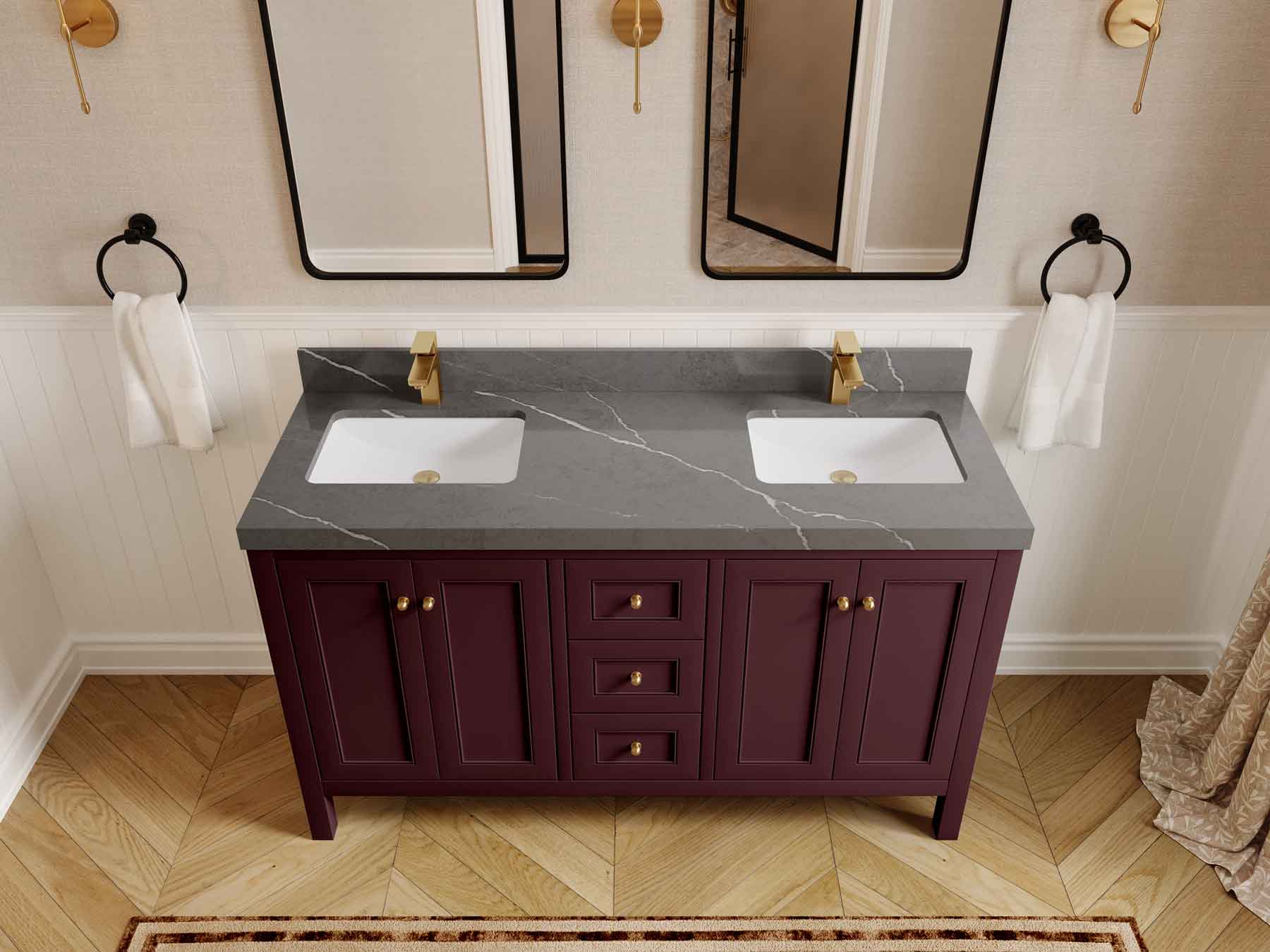 Nashville 60 in. W x 22 in. D Double Sink Bathroom Vanity - Image 15