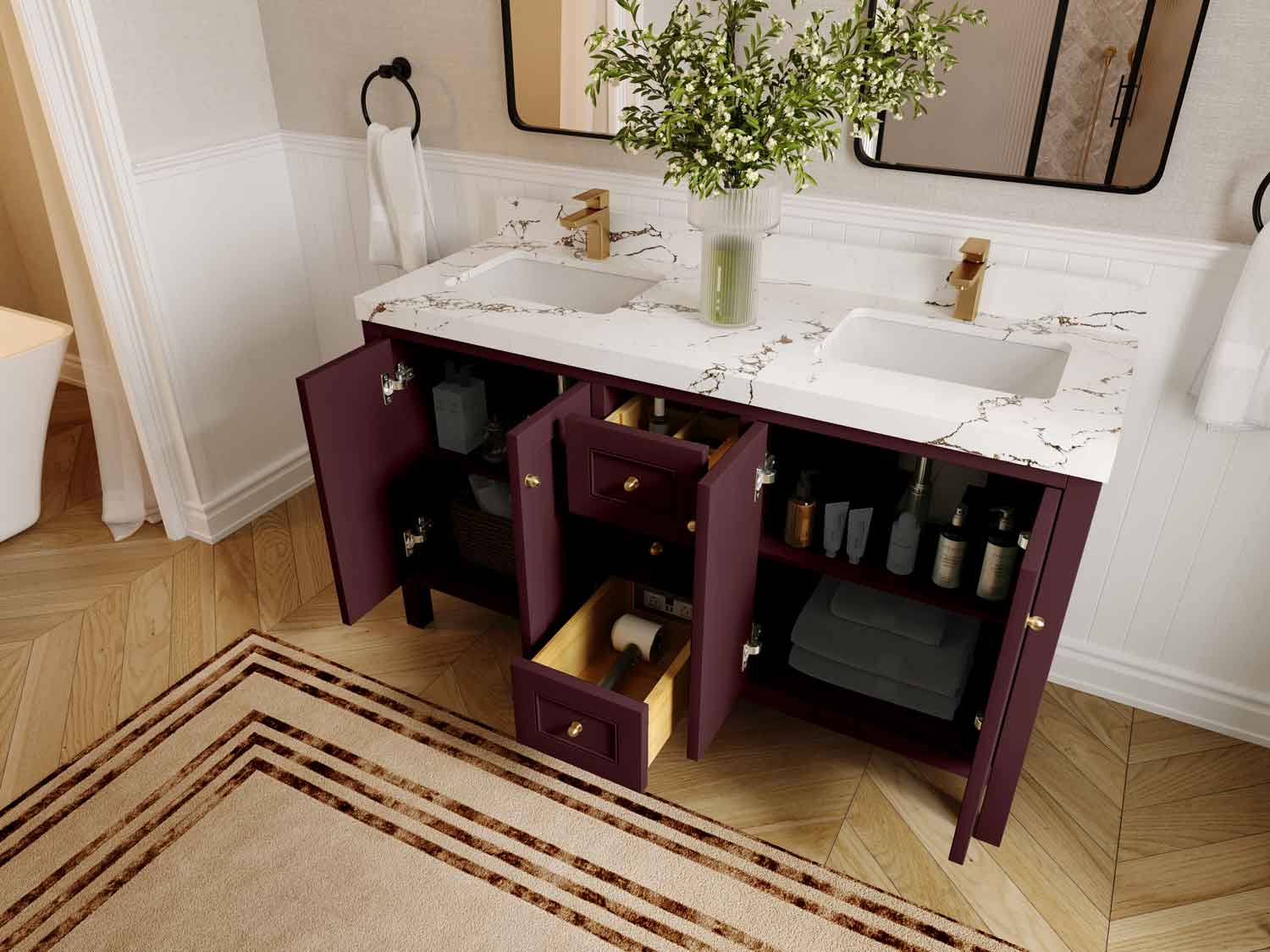 Nashville 60 in. W x 22 in. D Double Sink Bathroom Vanity - Image 3