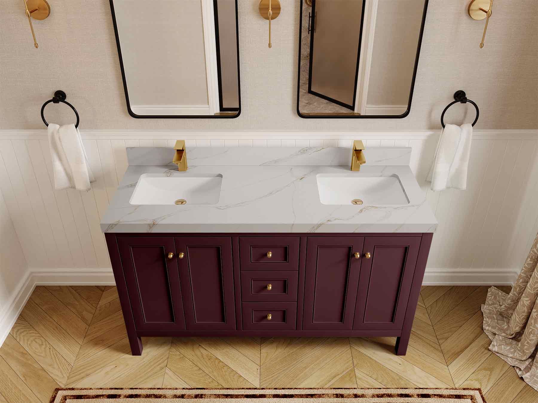 Nashville 60 in. W x 22 in. D Double Sink Bathroom Vanity - Image 35