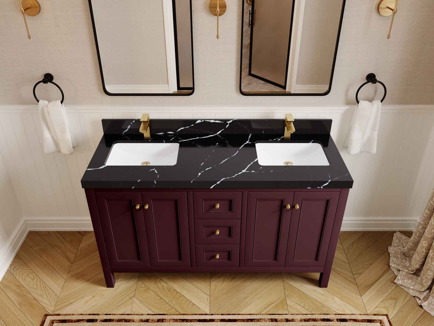 Nashville 60 in. W x 22 in. D Double Sink Bathroom Vanity - Image 37
