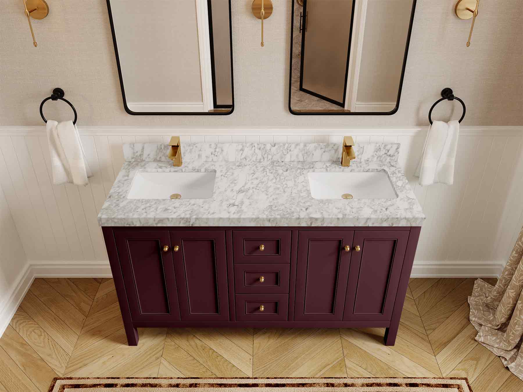Nashville 60 in. W x 22 in. D Double Sink Bathroom Vanity - Image 39