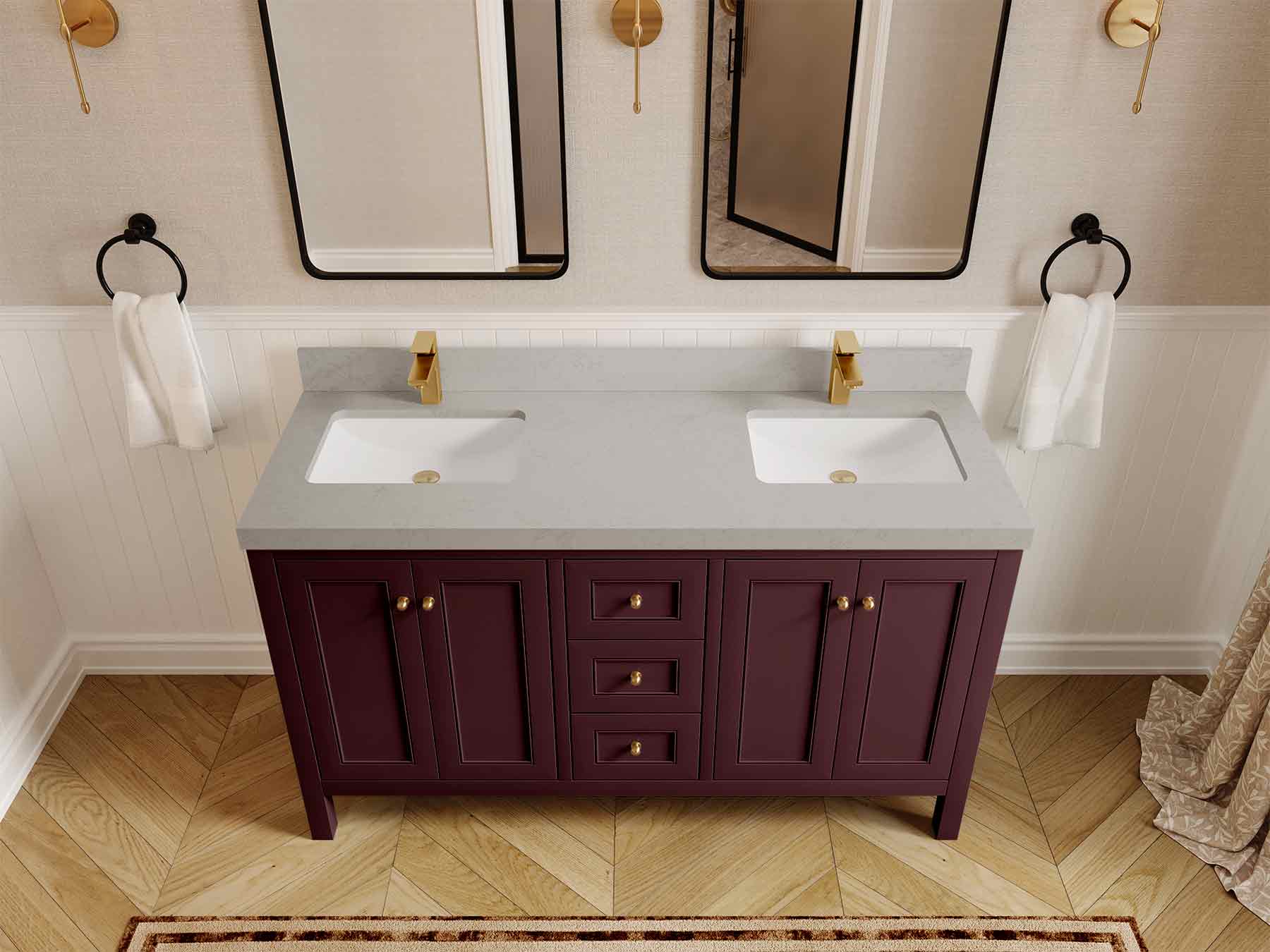 Nashville 60 in. W x 22 in. D Double Sink Bathroom Vanity - Image 41