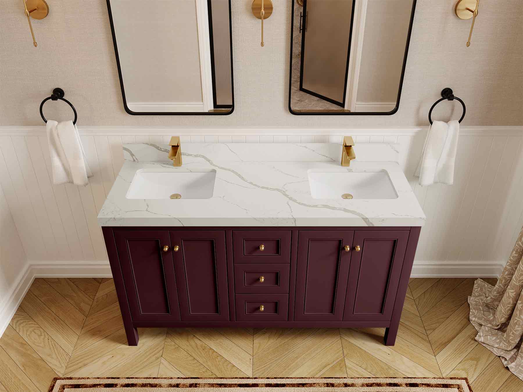 Nashville 60 in. W x 22 in. D Double Sink Bathroom Vanity - Image 43