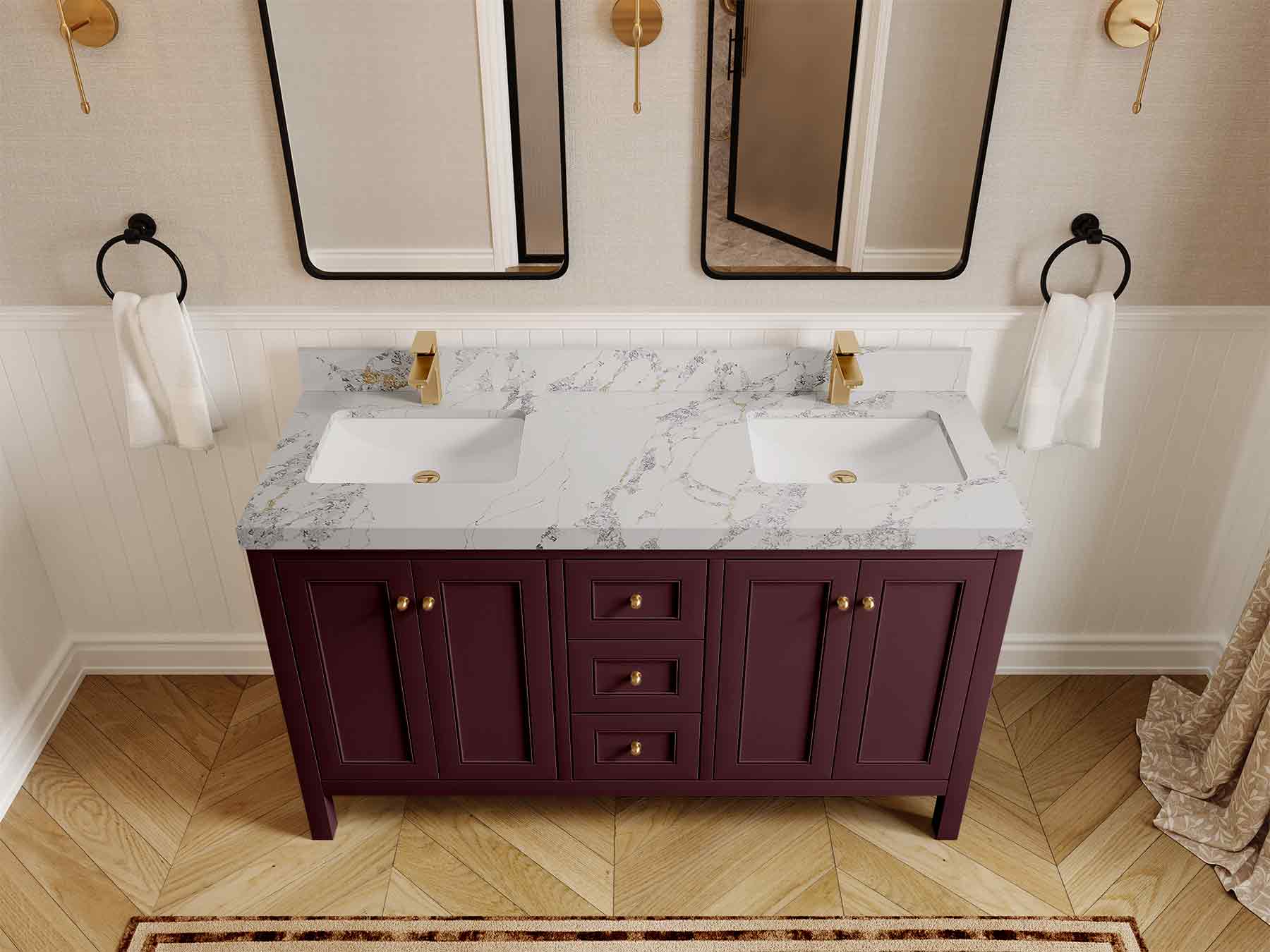 Nashville 60 in. W x 22 in. D Double Sink Bathroom Vanity - Image 45