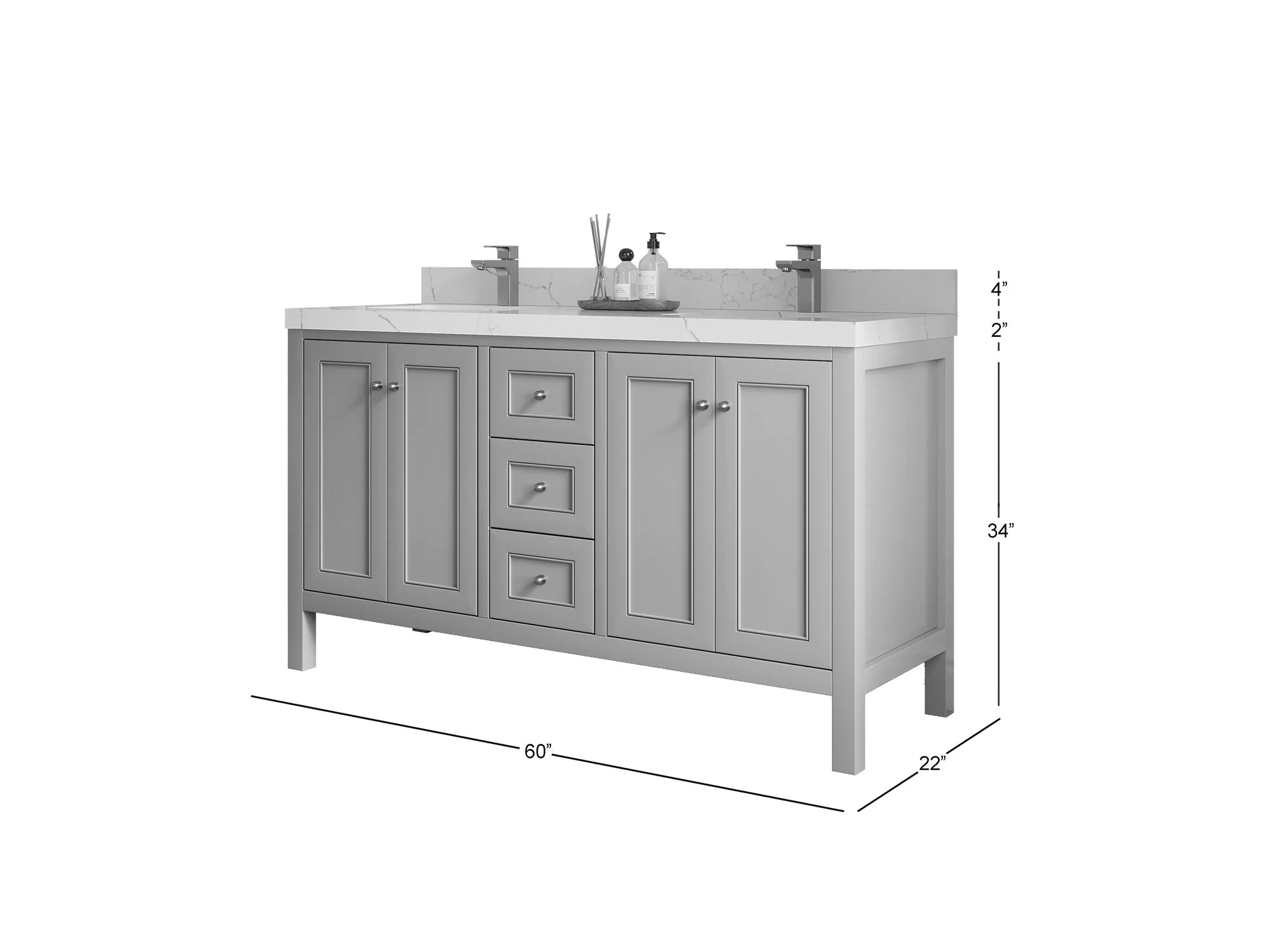 Nashville 60 in. W x 22 in. D Double Sink Bathroom Vanity - Image 5