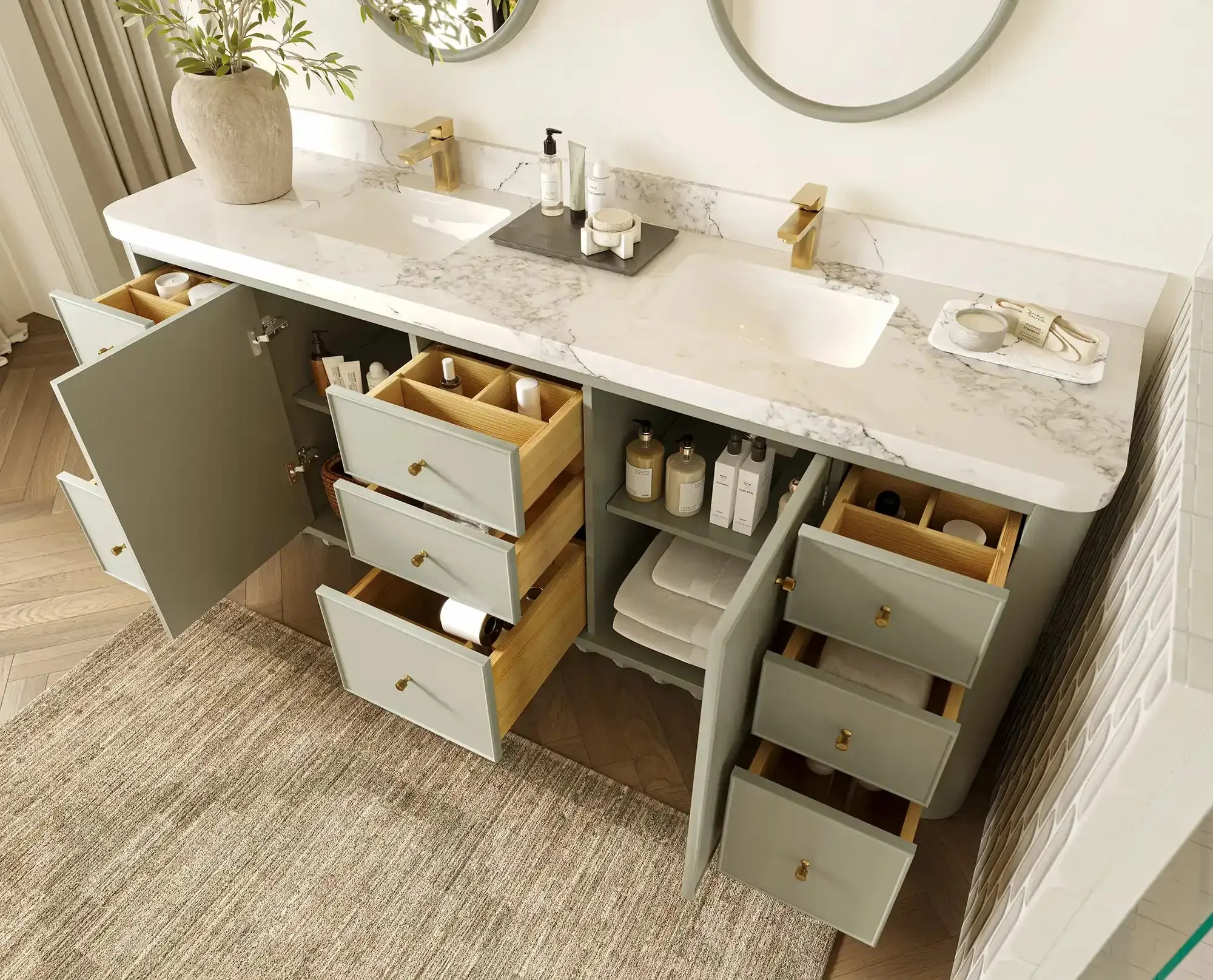 Orlando 84 in. W x 22 in. D Double Sink Bathroom Vanity - Image 3