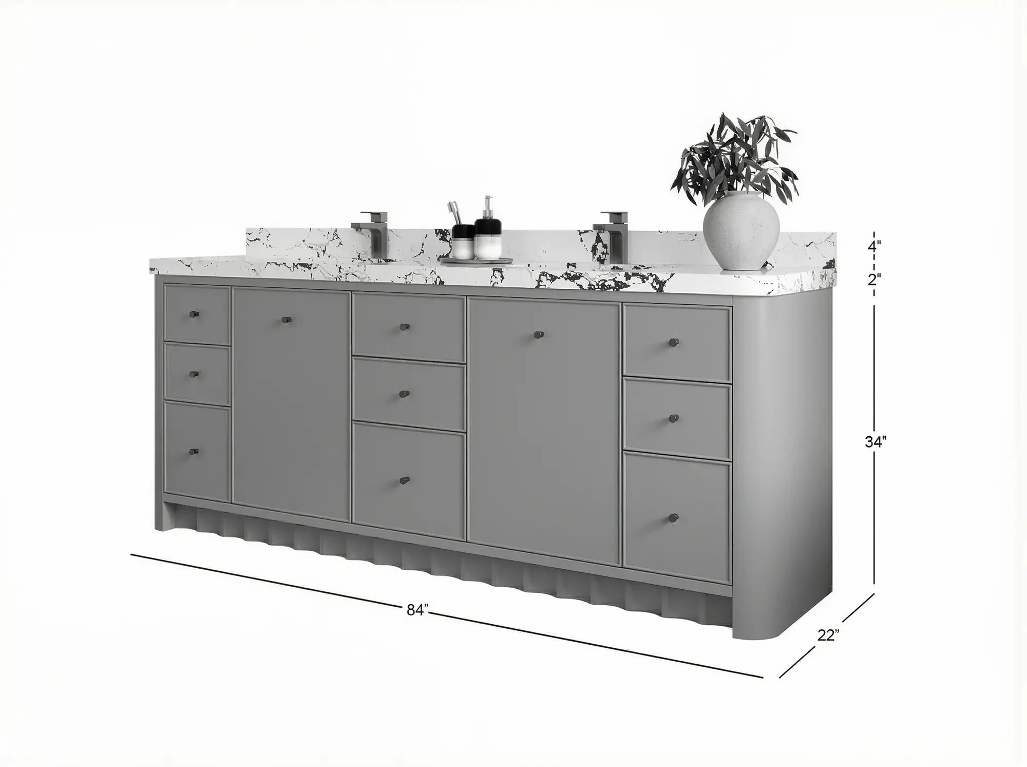 Orlando 84 in. W x 22 in. D Double Sink Bathroom Vanity - Image 5