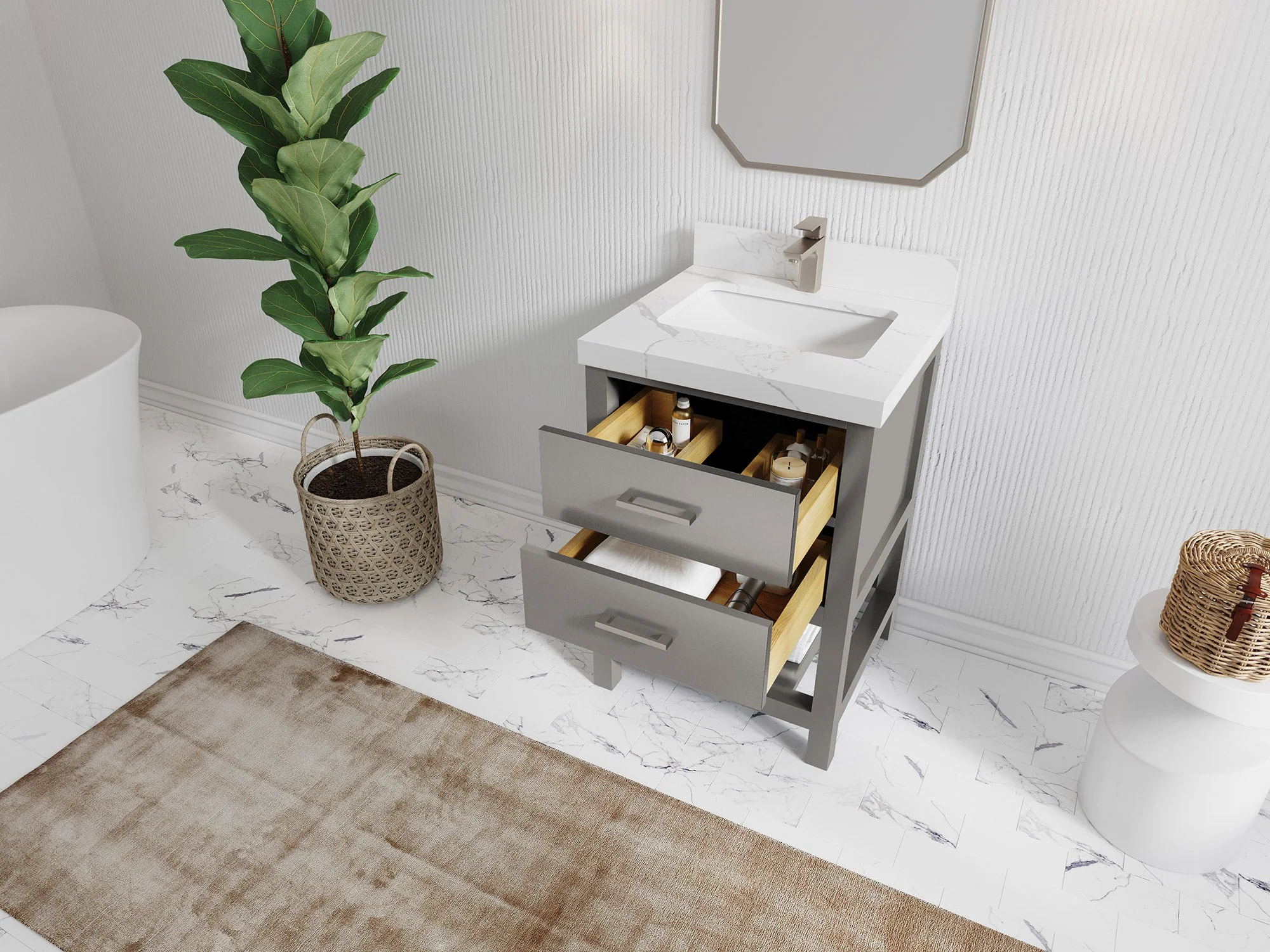 Parker 24 in. W x 22 in. D Single Sink Bathroom Vanity - Image 3