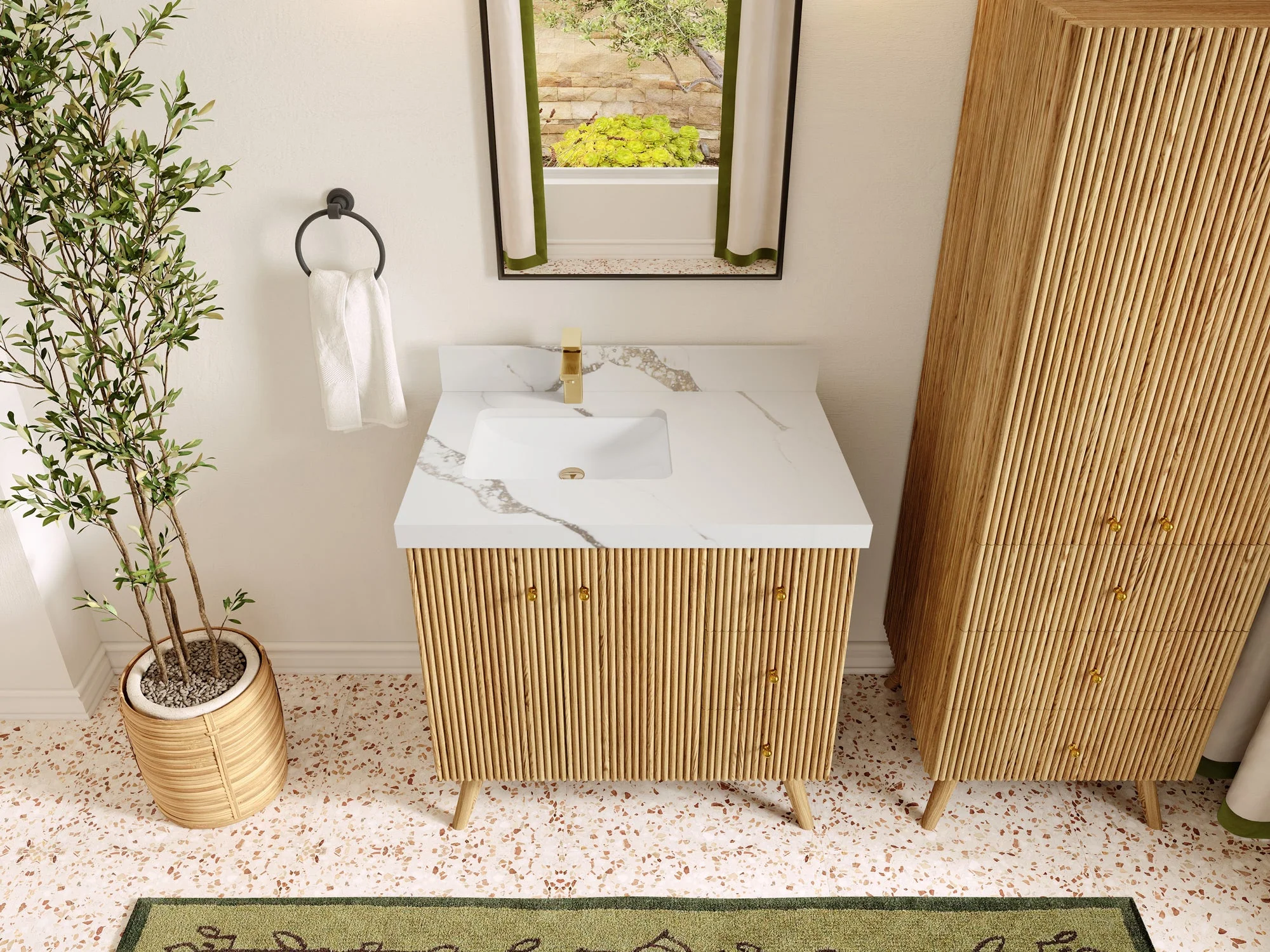 Pasadena White Oak 36 in. W x 22 in. D Left Offset Sink Bathroom Vanity - Image 11