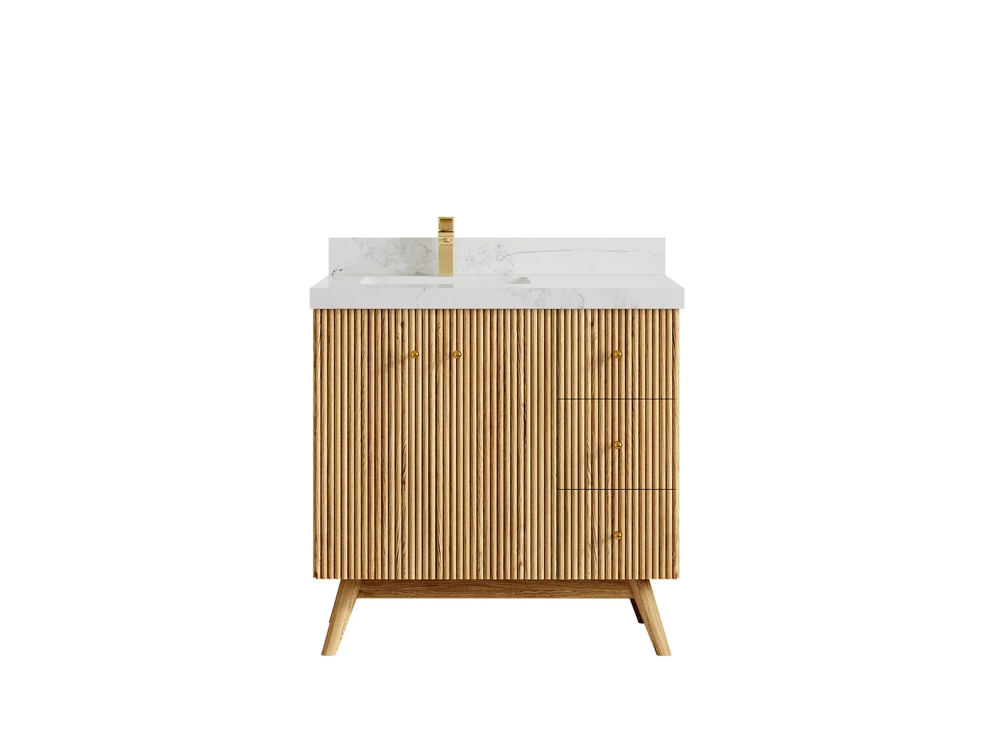 Pasadena White Oak 36 in. W x 22 in. D Left Offset Sink Bathroom Vanity - Image 16