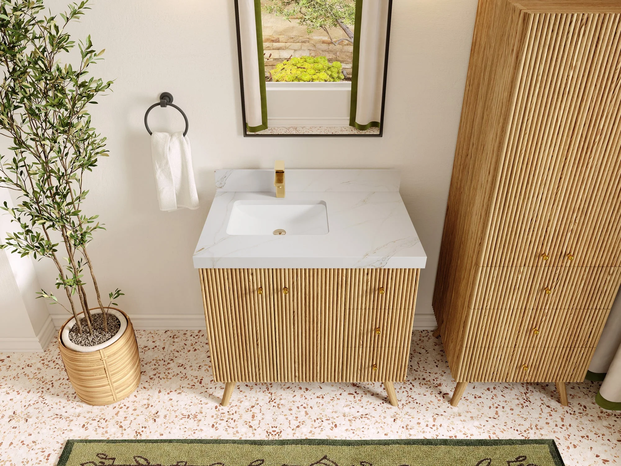 Pasadena White Oak 36 in. W x 22 in. D Left Offset Sink Bathroom Vanity - Image 17