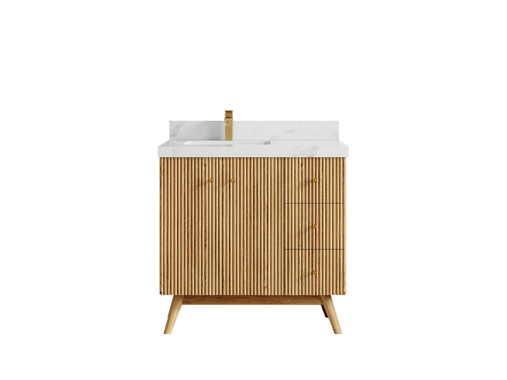 Pasadena White Oak 36 in. W x 22 in. D Left Offset Sink Bathroom Vanity - Image 18