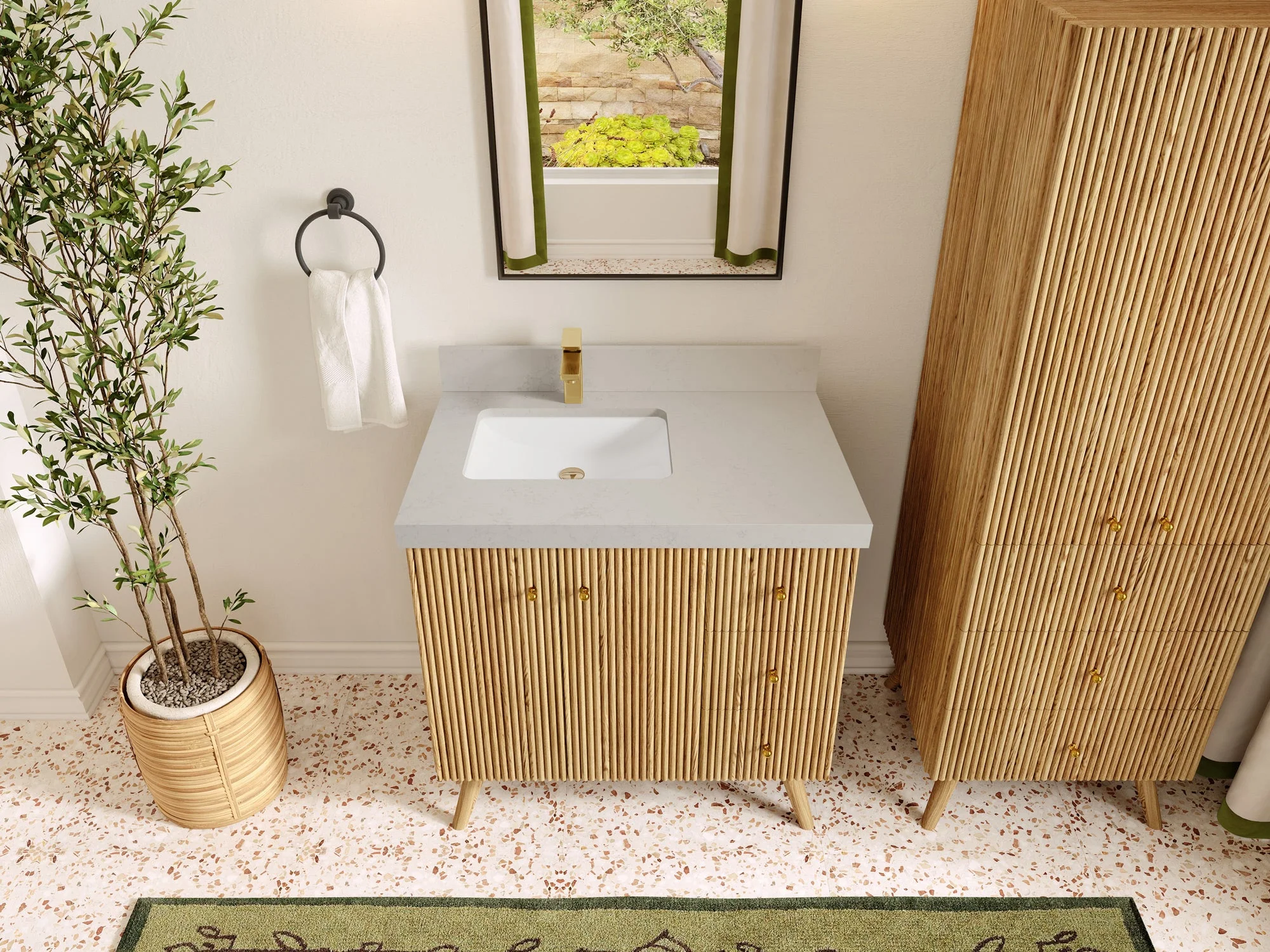 Pasadena White Oak 36 in. W x 22 in. D Left Offset Sink Bathroom Vanity - Image 21