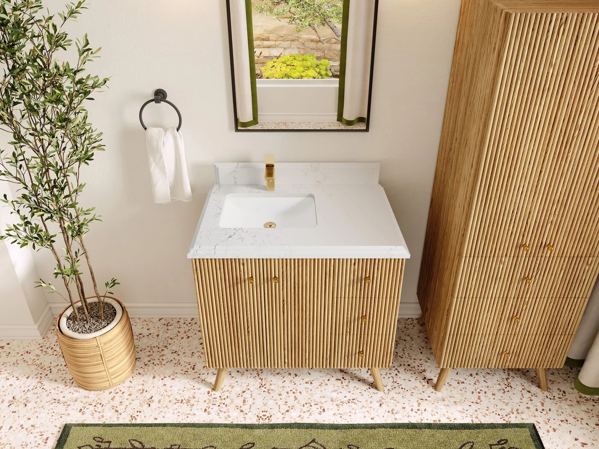 Pasadena White Oak 36 in. W x 22 in. D Left Offset Sink Bathroom Vanity - Image 25