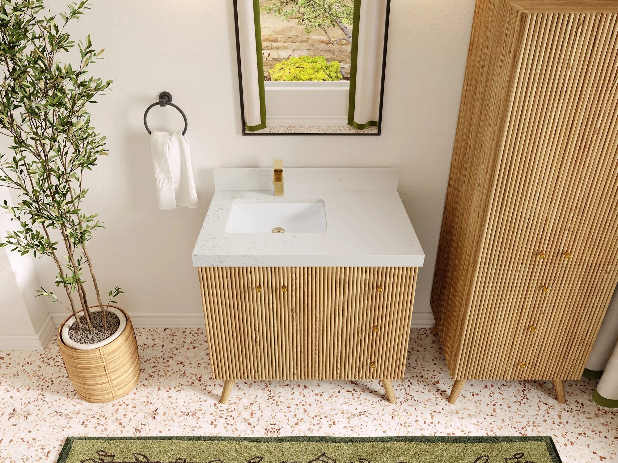 Pasadena White Oak 36 in. W x 22 in. D Left Offset Sink Bathroom Vanity - Image 29