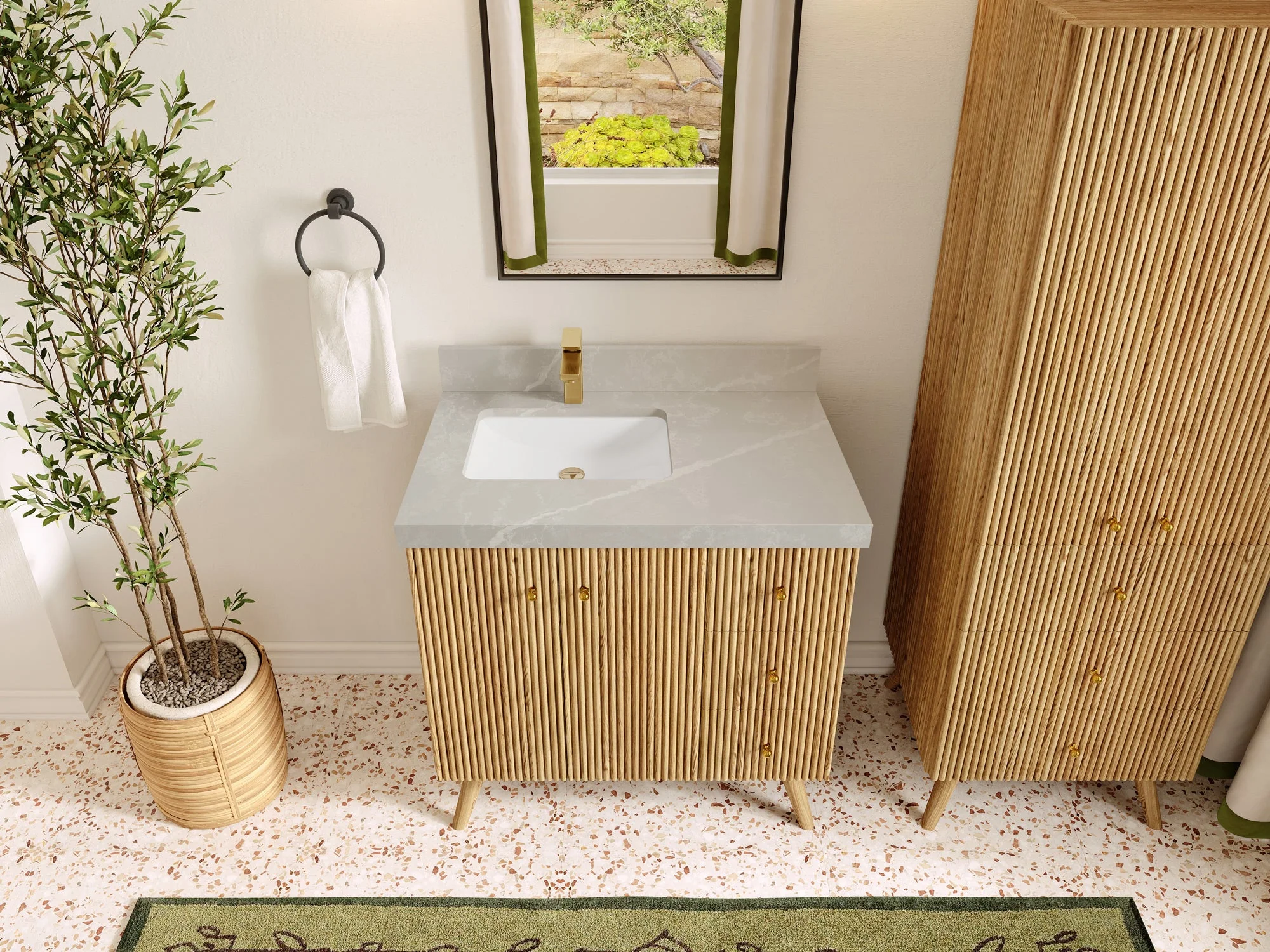 Pasadena White Oak 36 in. W x 22 in. D Left Offset Sink Bathroom Vanity - Image 31