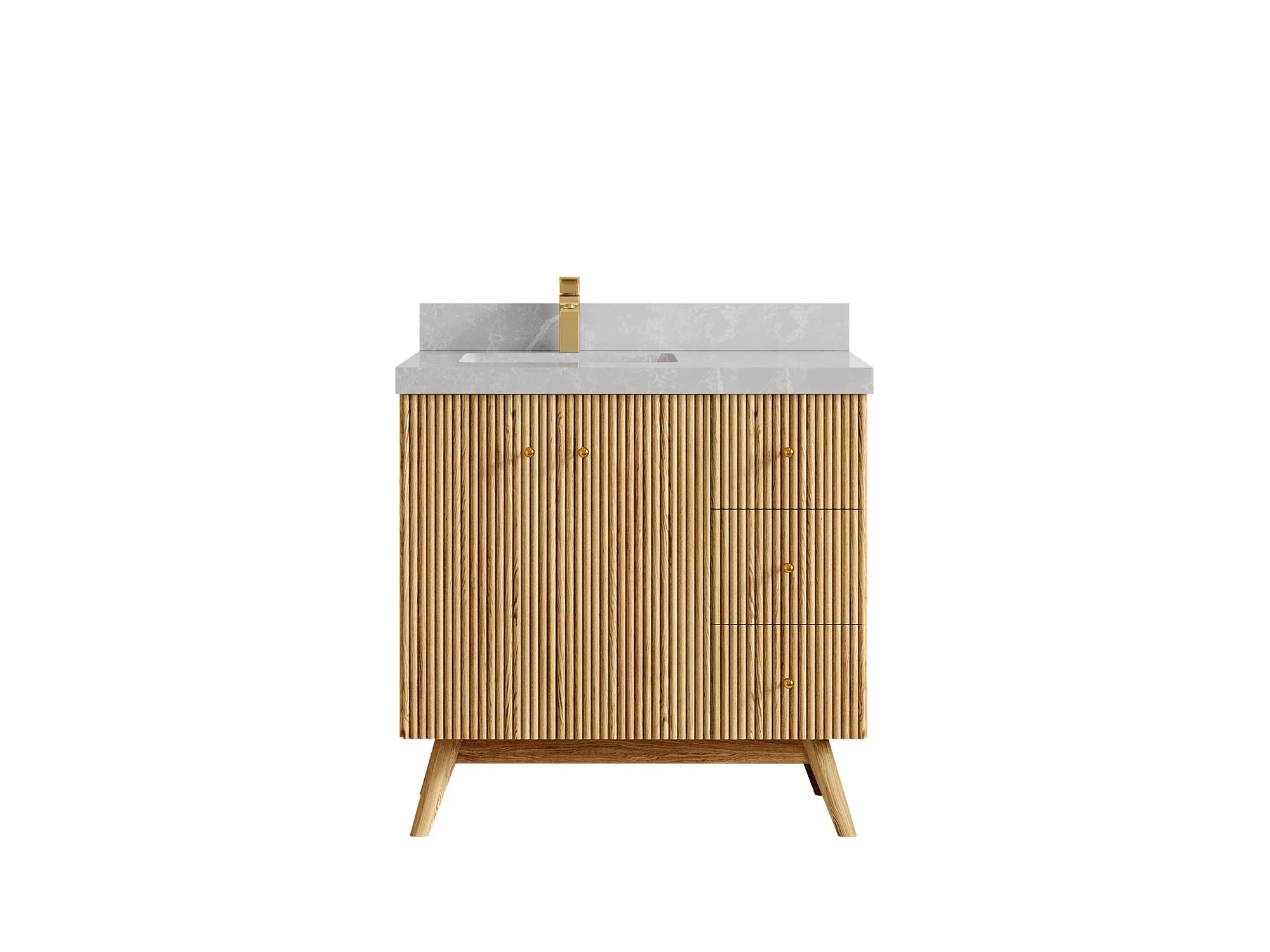 Pasadena White Oak 36 in. W x 22 in. D Left Offset Sink Bathroom Vanity - Image 32
