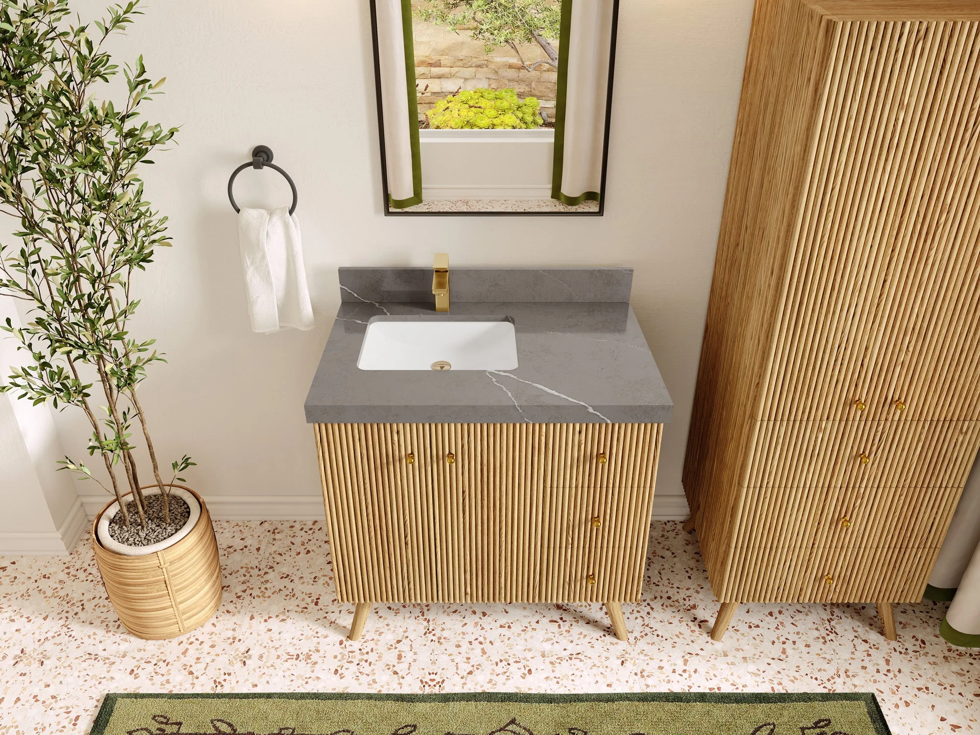 Pasadena White Oak 36 in. W x 22 in. D Left Offset Sink Bathroom Vanity - Image 33