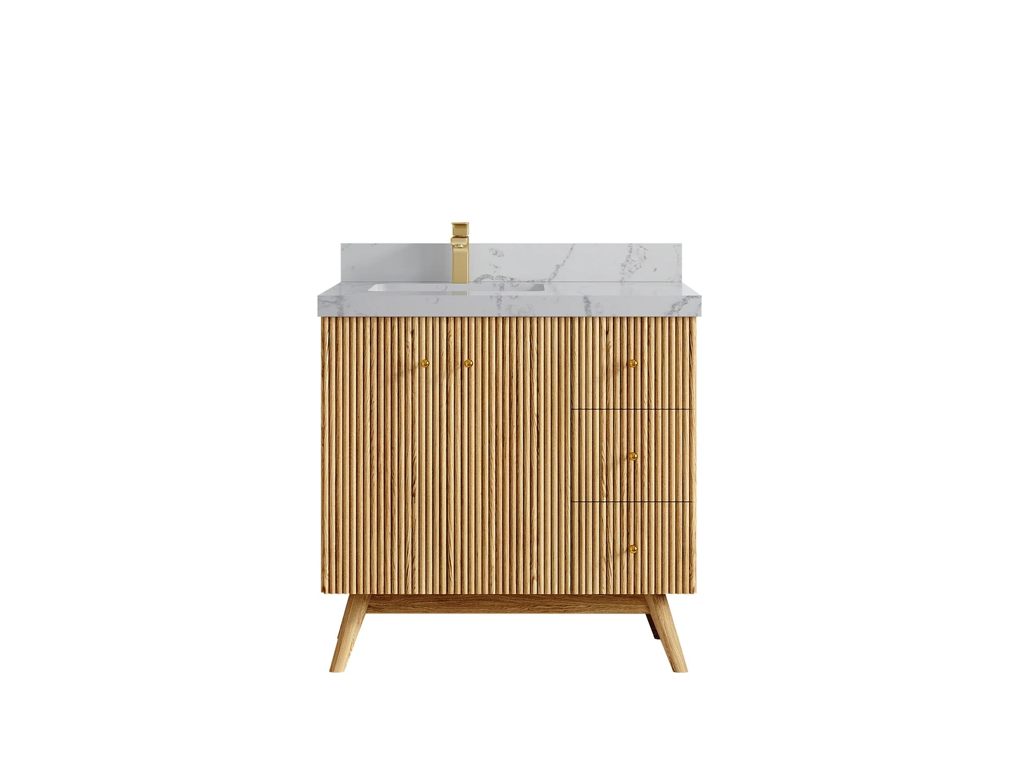 Pasadena White Oak 36 in. W x 22 in. D Left Offset Sink Bathroom Vanity - Image 42