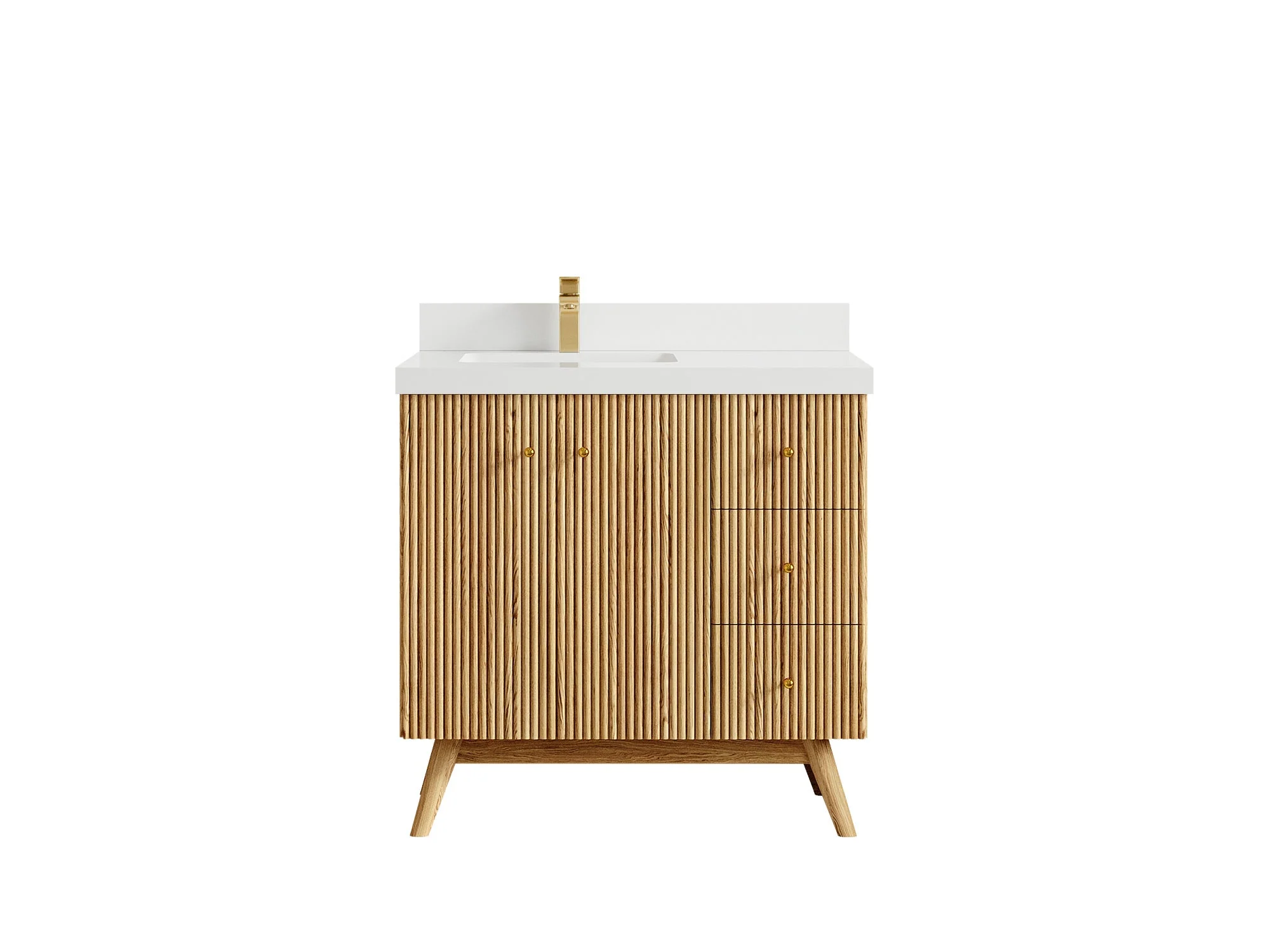 Pasadena White Oak 36 in. W x 22 in. D Left Offset Sink Bathroom Vanity - Image 44
