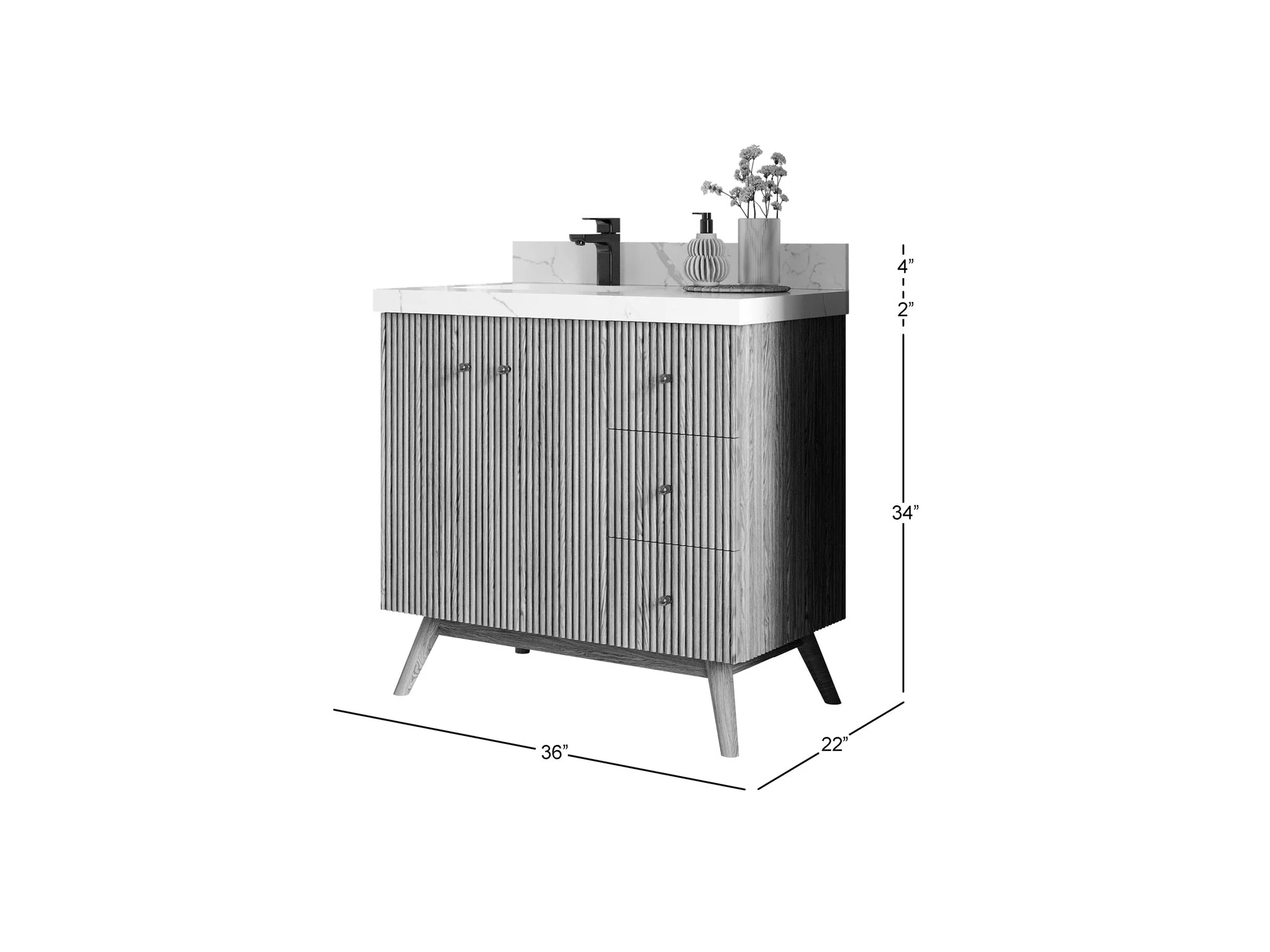 Pasadena White Oak 36 in. W x 22 in. D Left Offset Sink Bathroom Vanity - Image 5