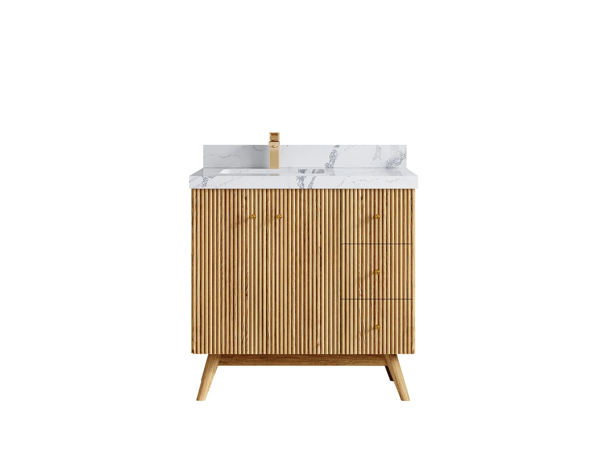 Pasadena White Oak 36 in. W x 22 in. D Left Offset Sink Bathroom Vanity - Image 8
