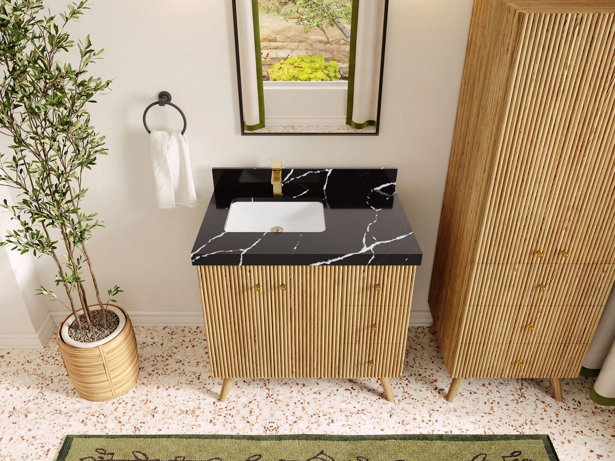 Pasadena White Oak 36 in. W x 22 in. D Left Offset Sink Bathroom Vanity - Image 9