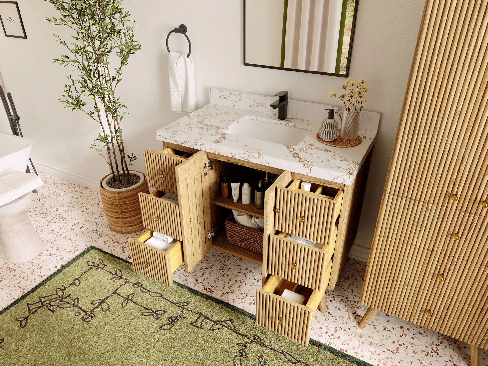 Pasadena White Oak 42 in. W x 22 in. D Single Sink Bathroom Vanity - Image 3