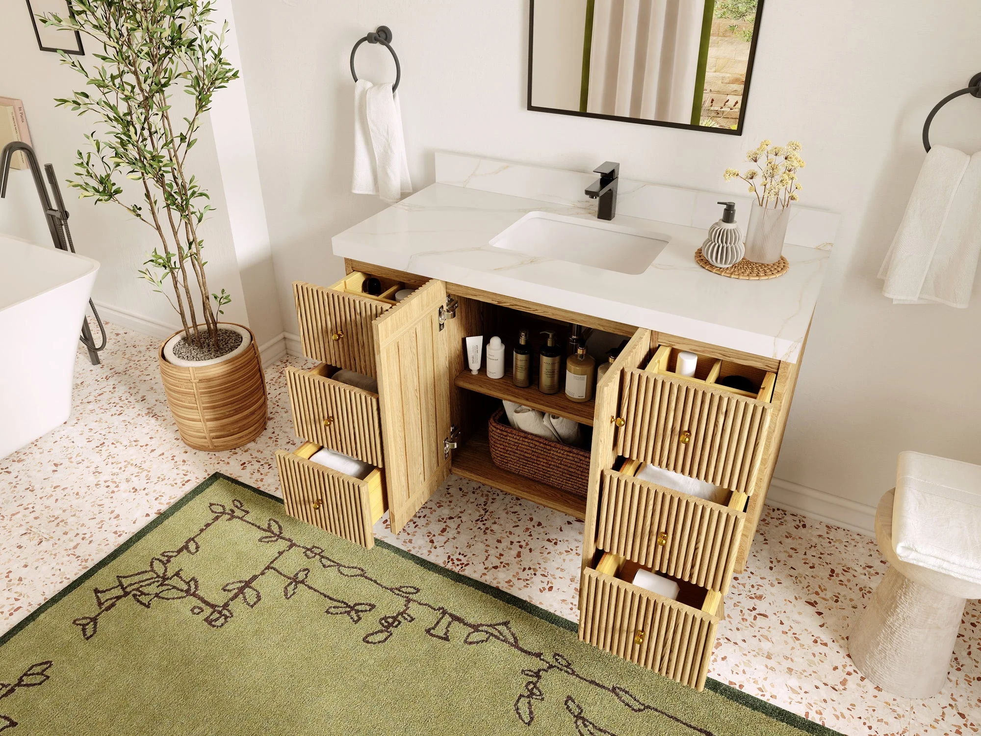 Pasadena White Oak 48 in. W x 22 in. D Single Sink Bathroom Vanity - Image 3