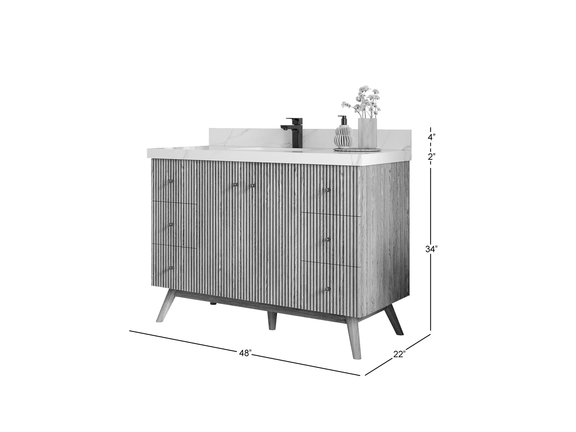 Pasadena White Oak 48 in. W x 22 in. D Single Sink Bathroom Vanity - Image 5