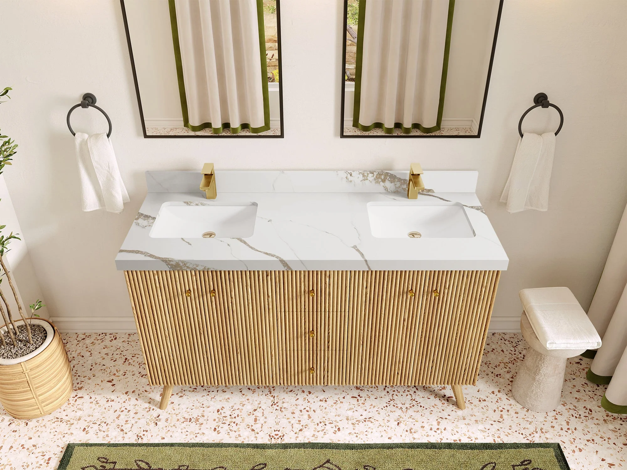 Pasadena White Oak 60 in. W x 22 in. D Double Sink Bathroom Vanity - Image 11
