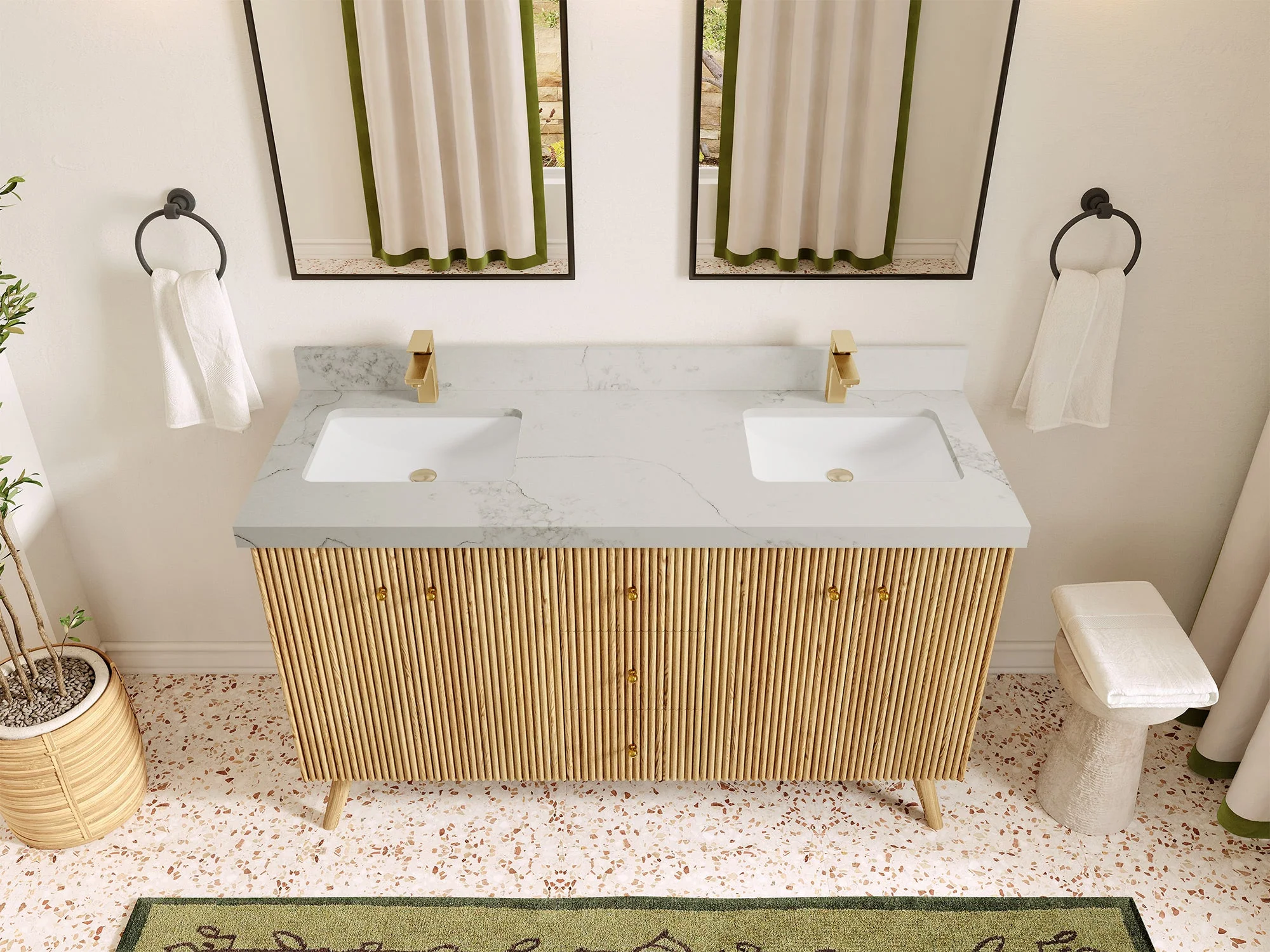 Pasadena White Oak 60 in. W x 22 in. D Double Sink Bathroom Vanity - Image 15