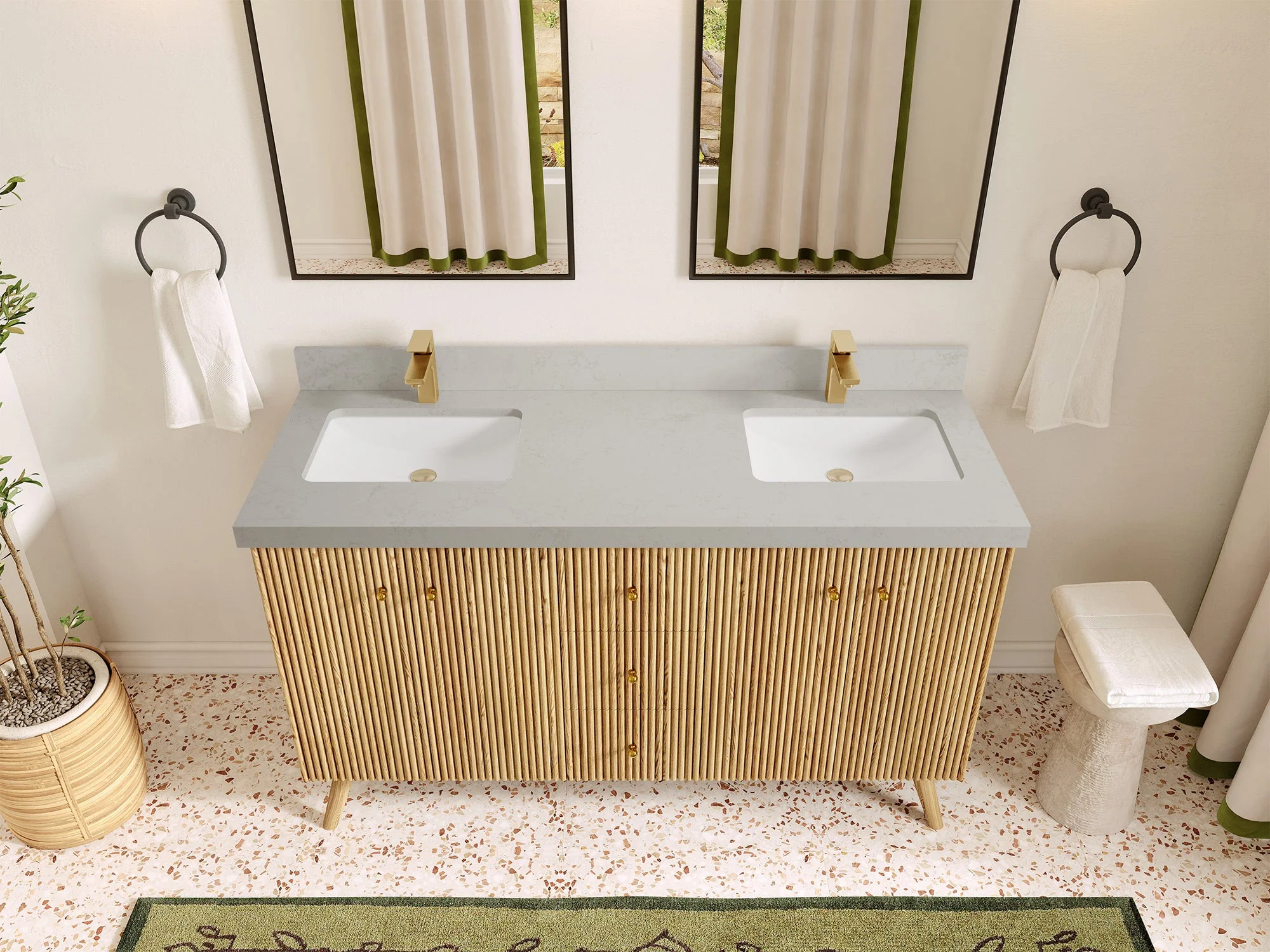 Pasadena White Oak 60 in. W x 22 in. D Double Sink Bathroom Vanity - Image 21