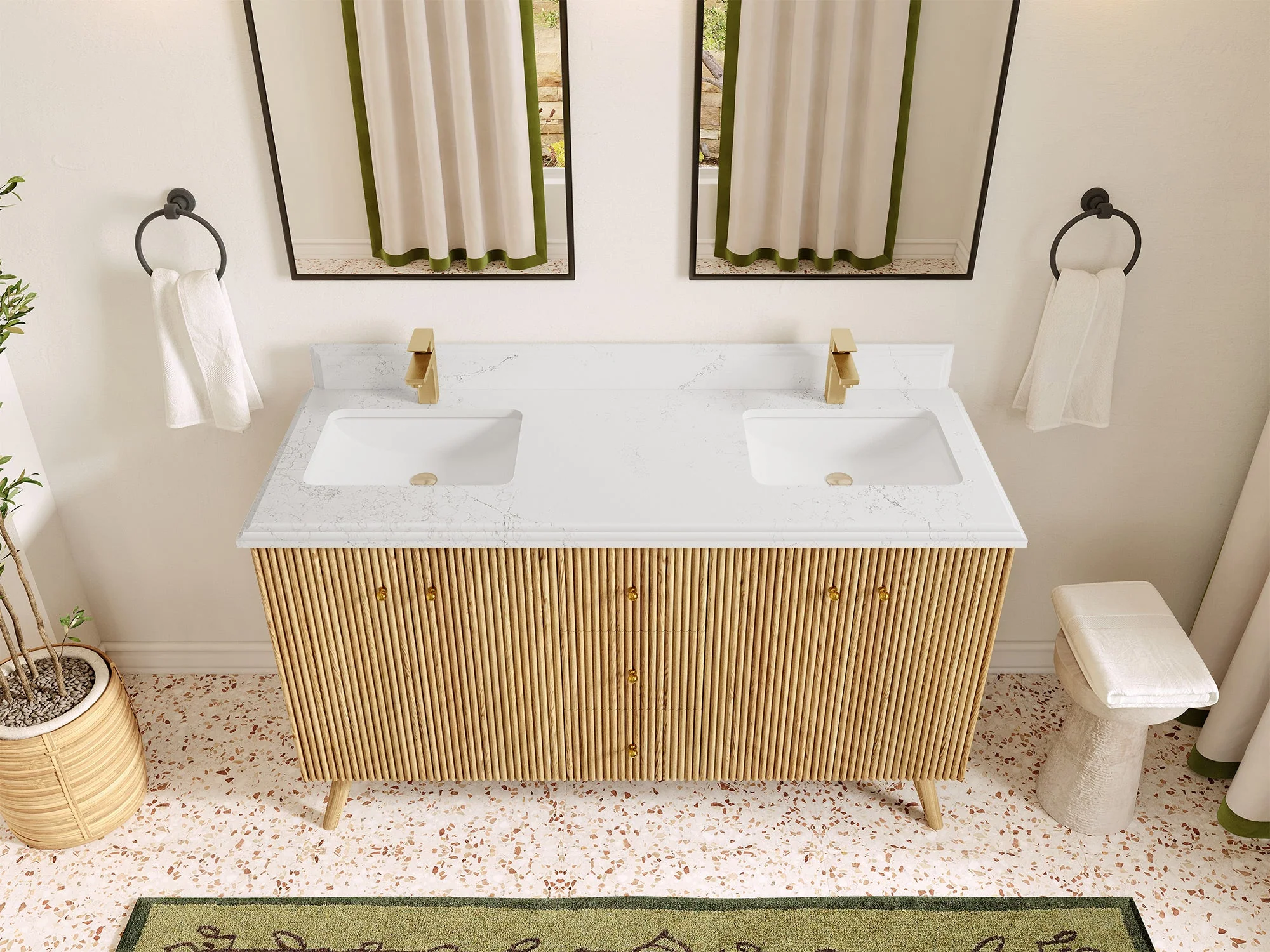 Pasadena White Oak 60 in. W x 22 in. D Double Sink Bathroom Vanity - Image 25