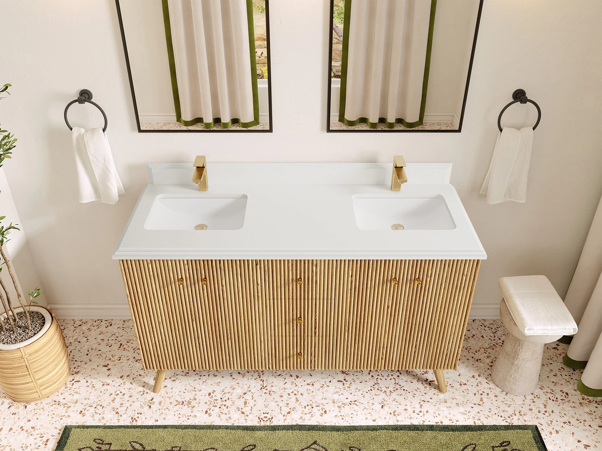 Pasadena White Oak 60 in. W x 22 in. D Double Sink Bathroom Vanity - Image 27