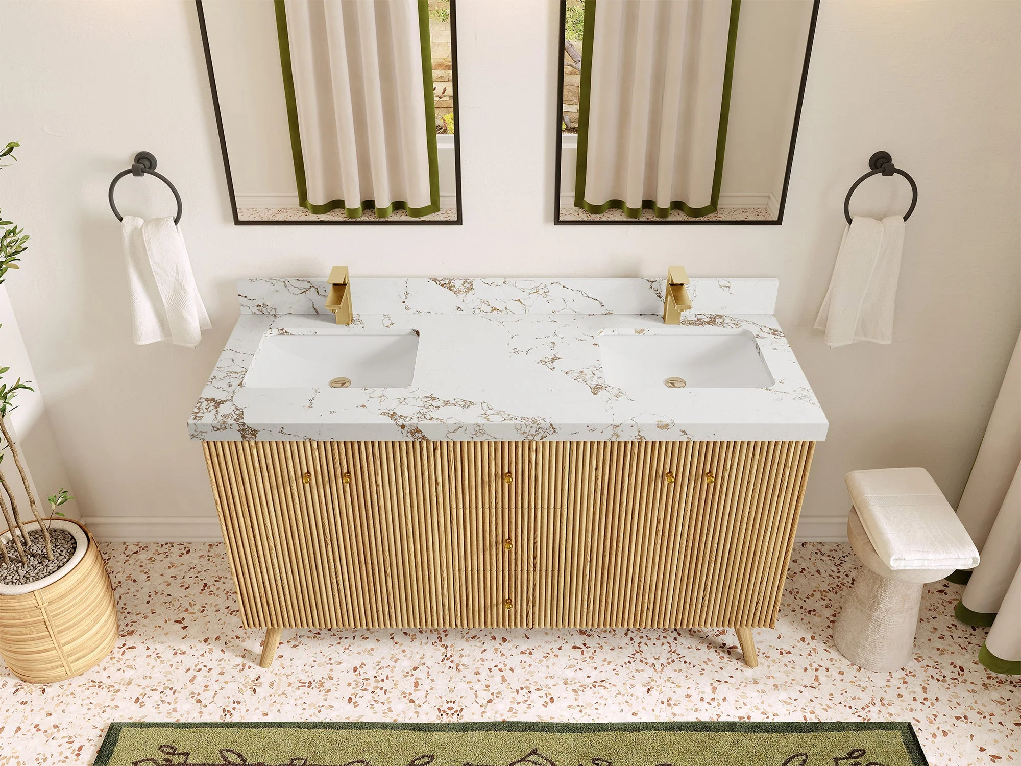 Pasadena White Oak 60 in. W x 22 in. D Double Sink Bathroom Vanity - Image 37