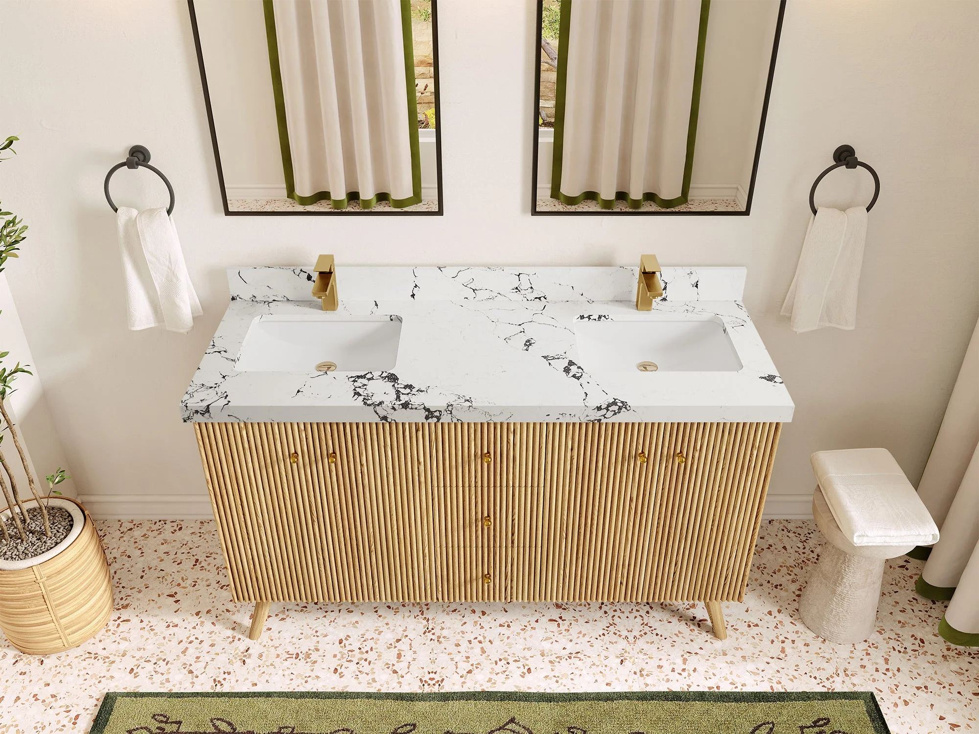 Pasadena White Oak 60 in. W x 22 in. D Double Sink Bathroom Vanity - Image 39