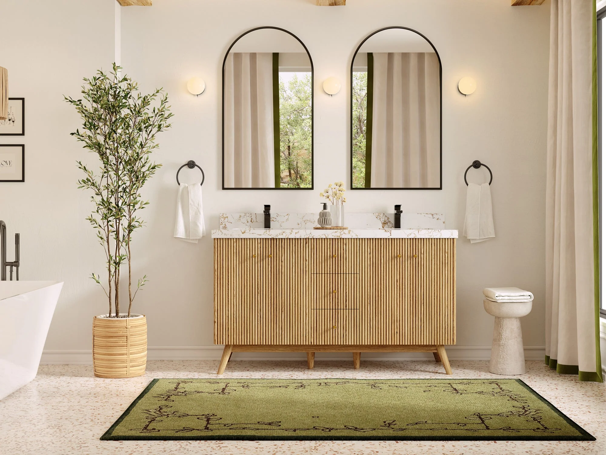 Pasadena White Oak 60 in. W x 22 in. D Double Sink Bathroom Vanity - Image 4