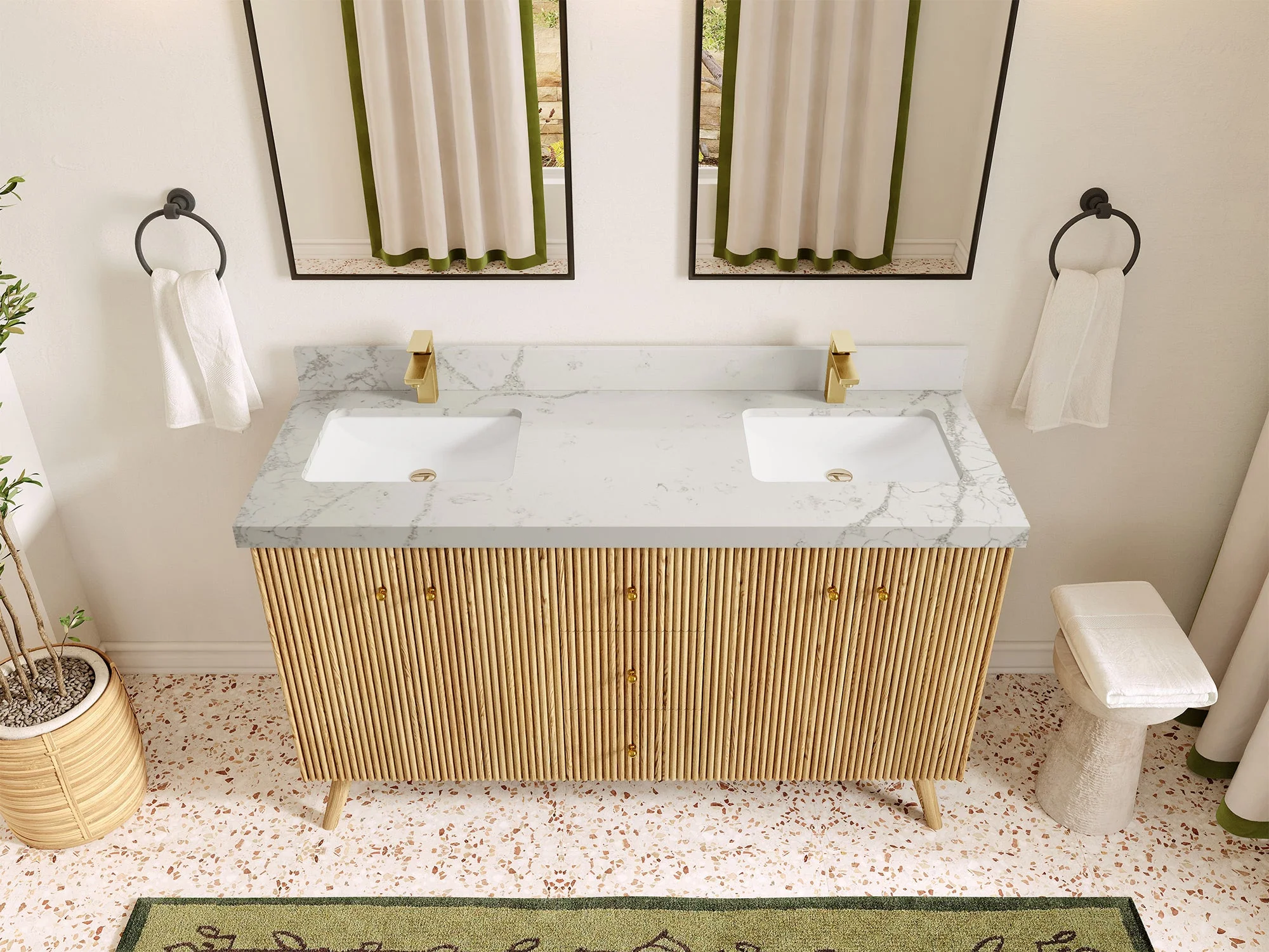 Pasadena White Oak 60 in. W x 22 in. D Double Sink Bathroom Vanity - Image 41