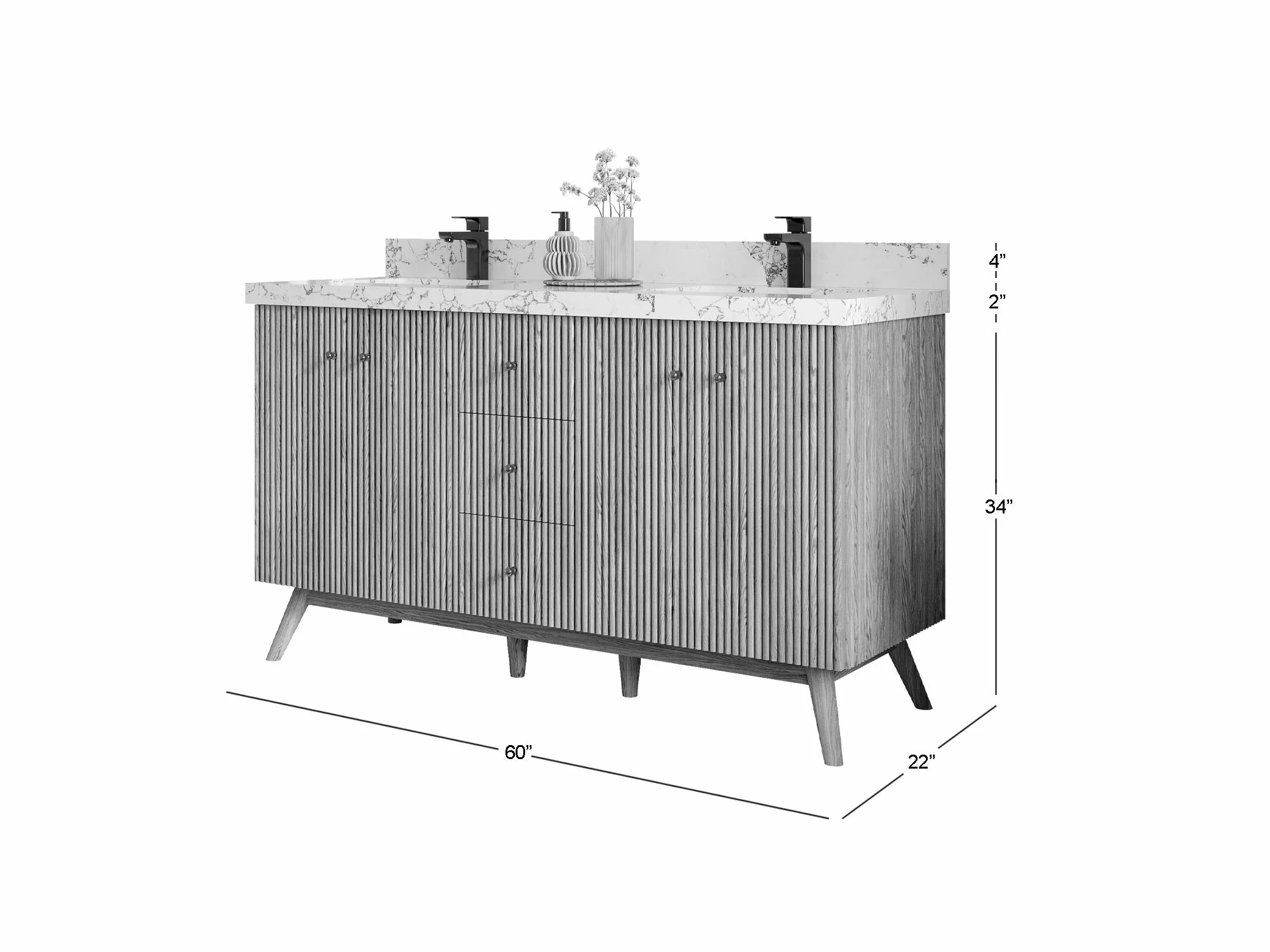Pasadena White Oak 60 in. W x 22 in. D Double Sink Bathroom Vanity - Image 5